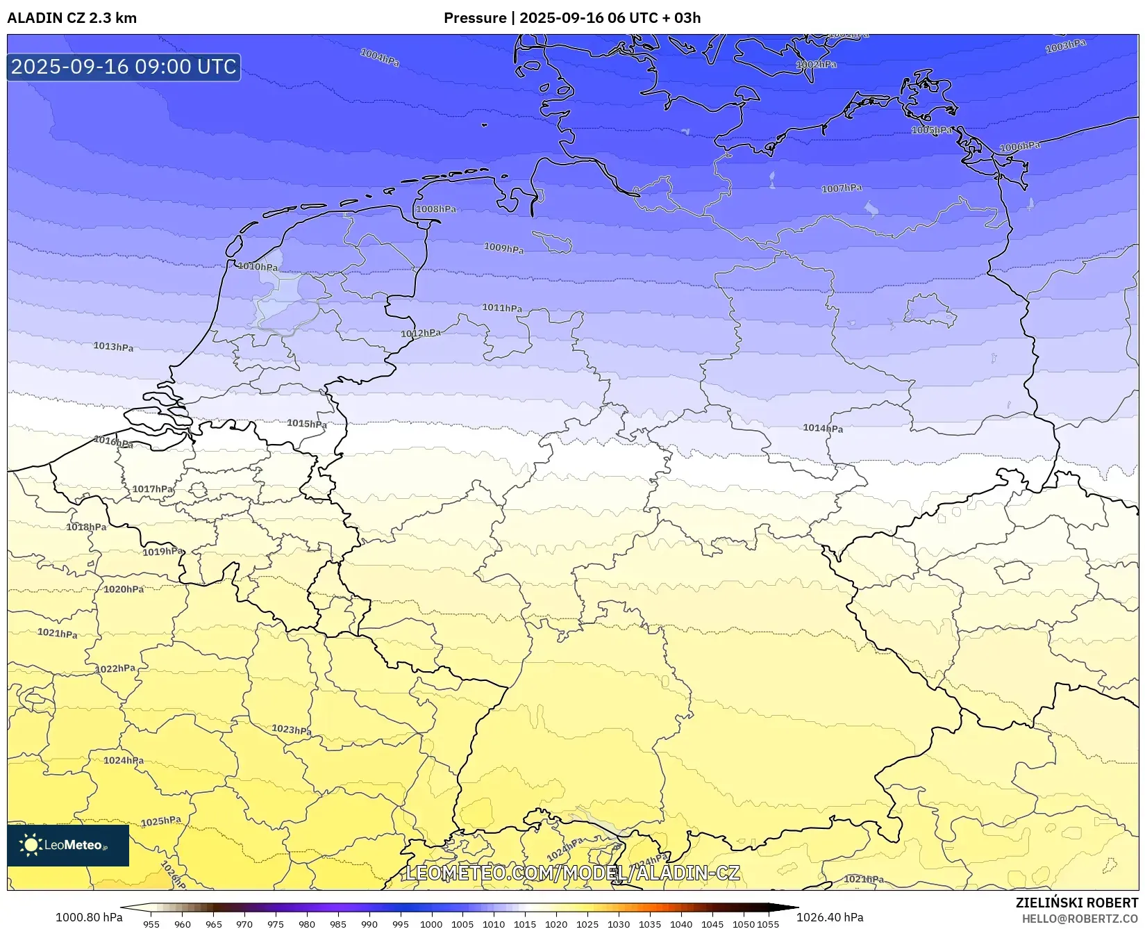 ALADIN CZ 2.3 km model - Germany, Pressure
