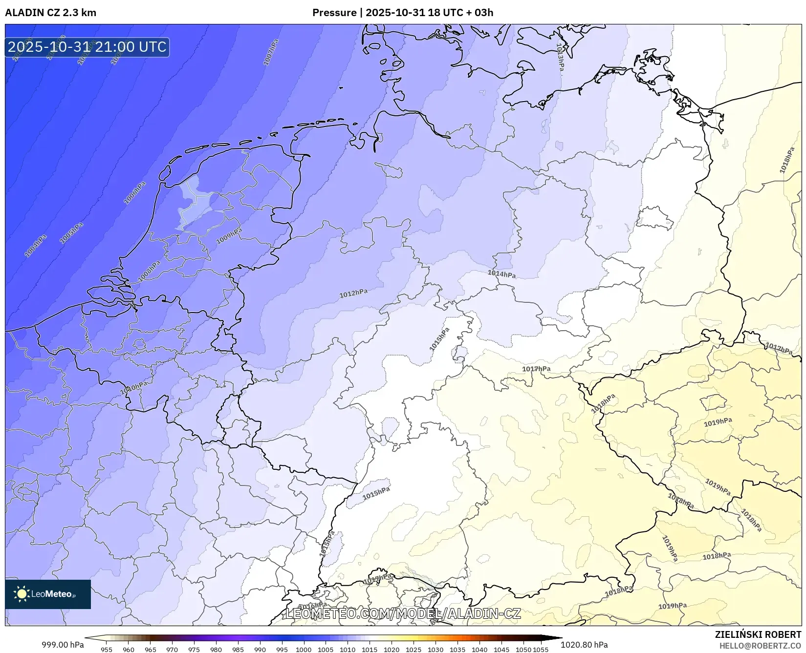 ALADIN CZ 2.3 km model - Germany, Pressure