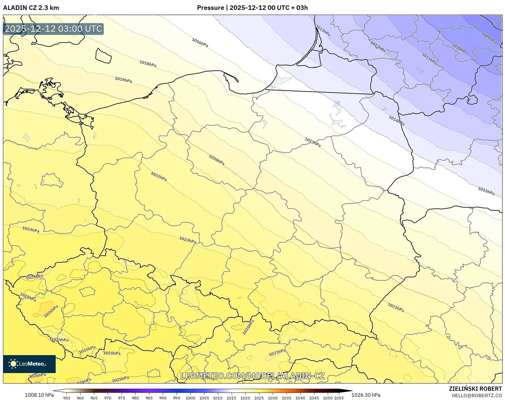 ALADIN CZ 2.3 km model - Poland, Tekanan