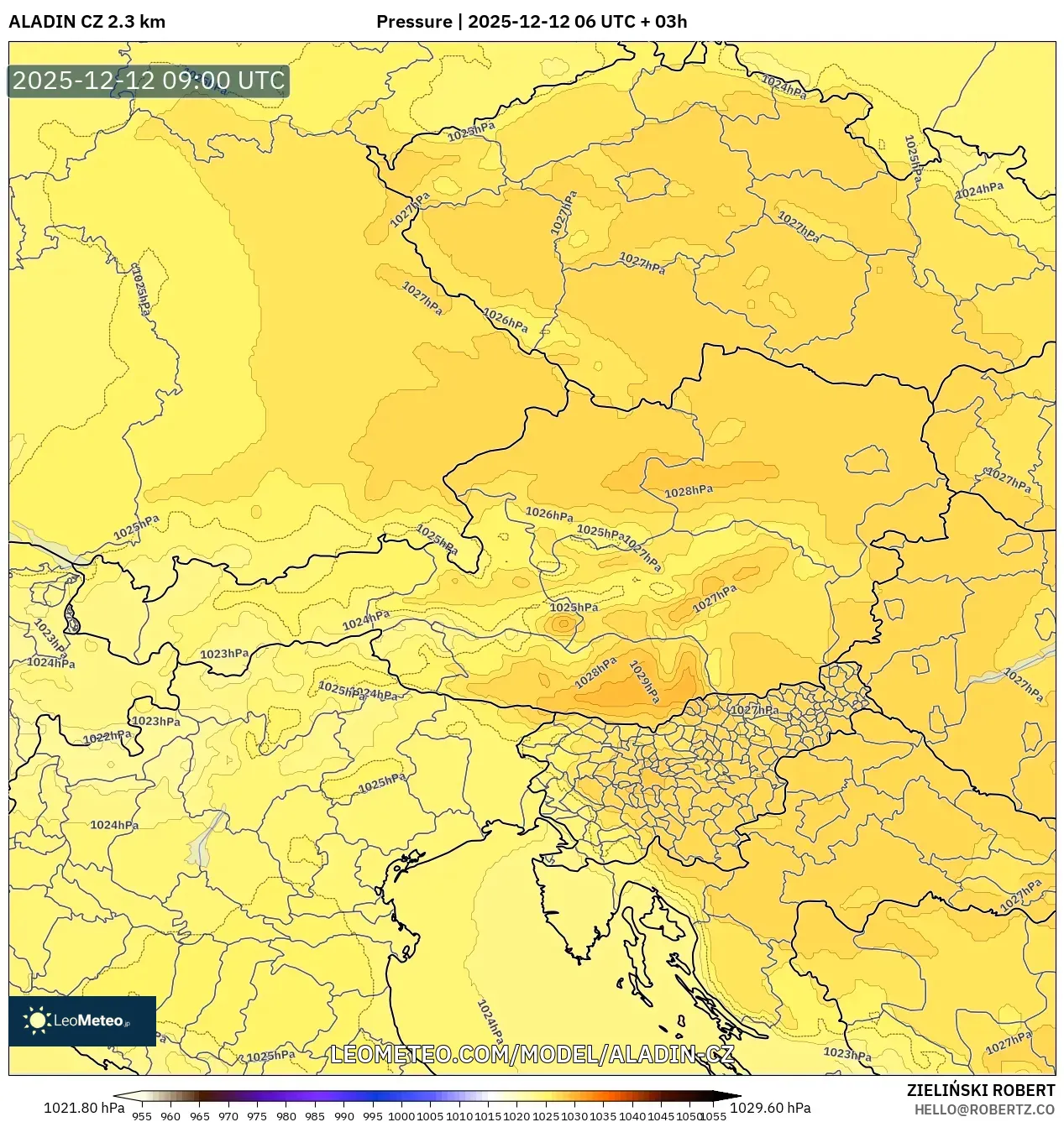 ALADIN CZ 2.3 km model - Austria, Tekanan