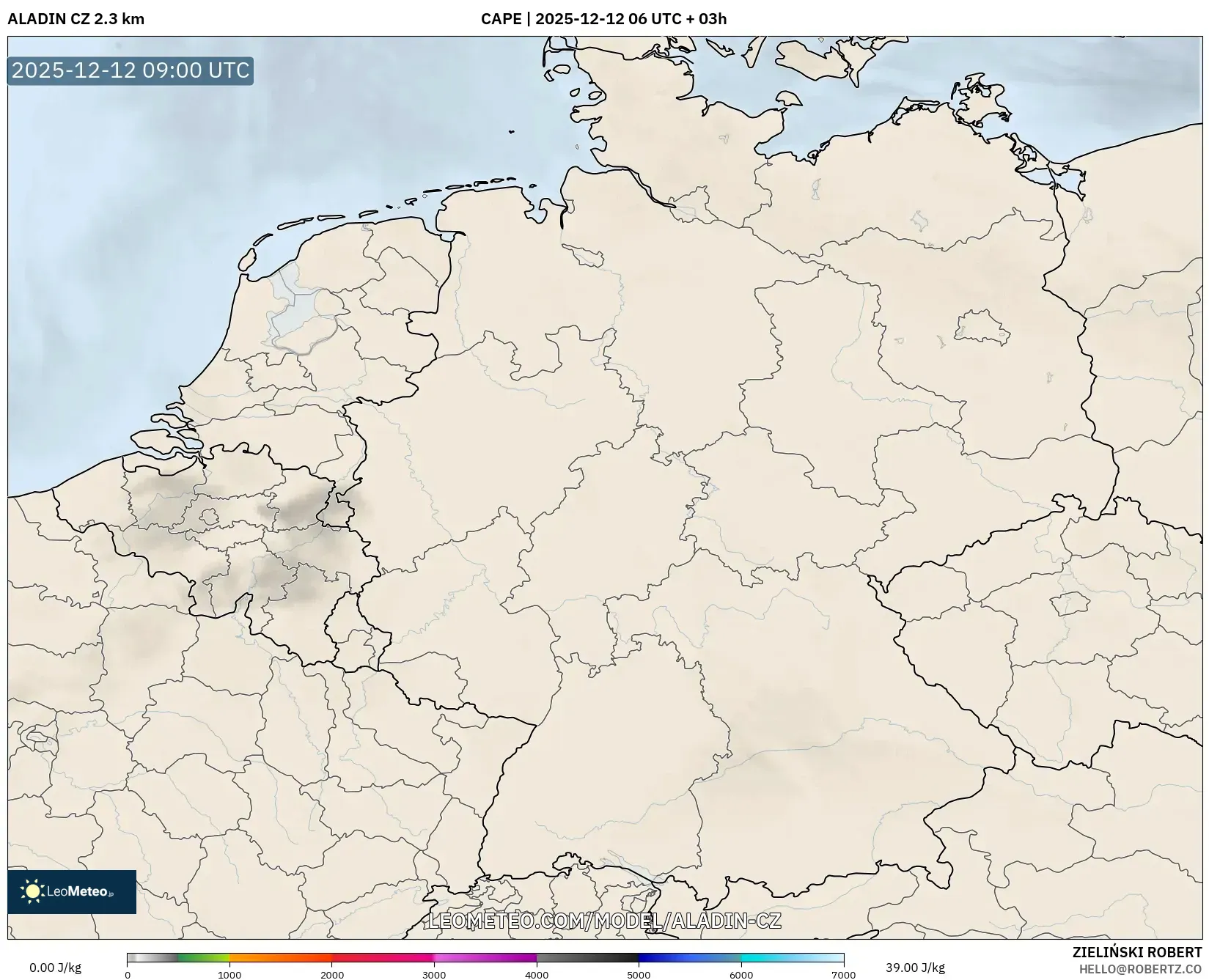 ALADIN CZ 2.3 km model - Jerman, CAPE