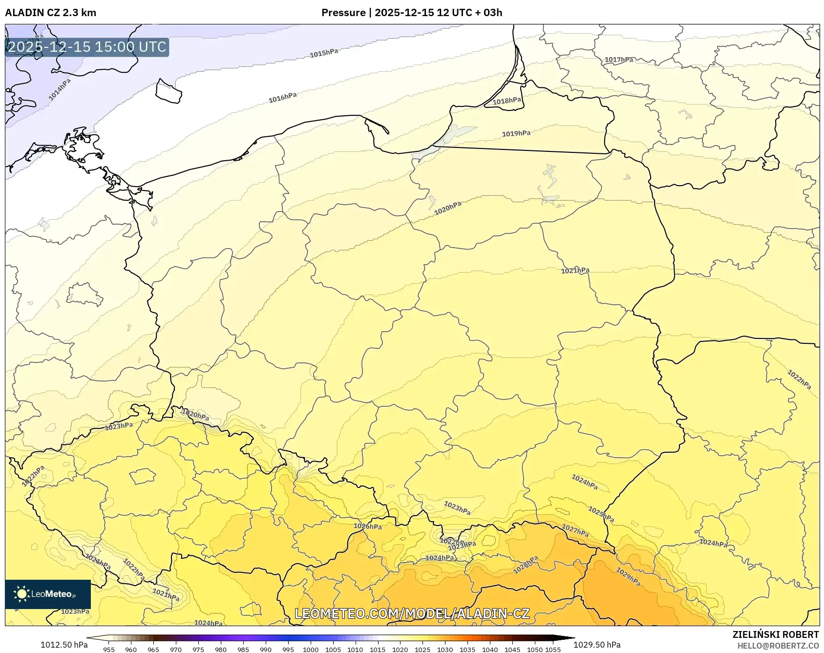 ALADIN CZ 2.3 km model - Poland, Pressure