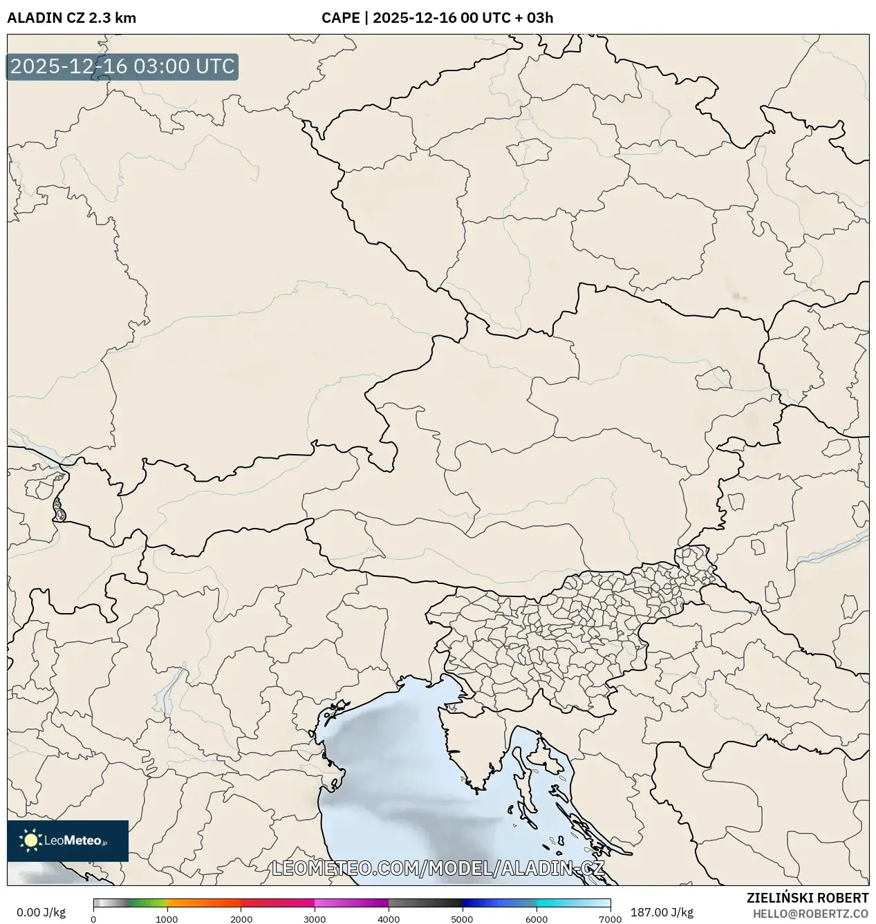 ALADIN CZ 2.3 km model - Austria, CAPE