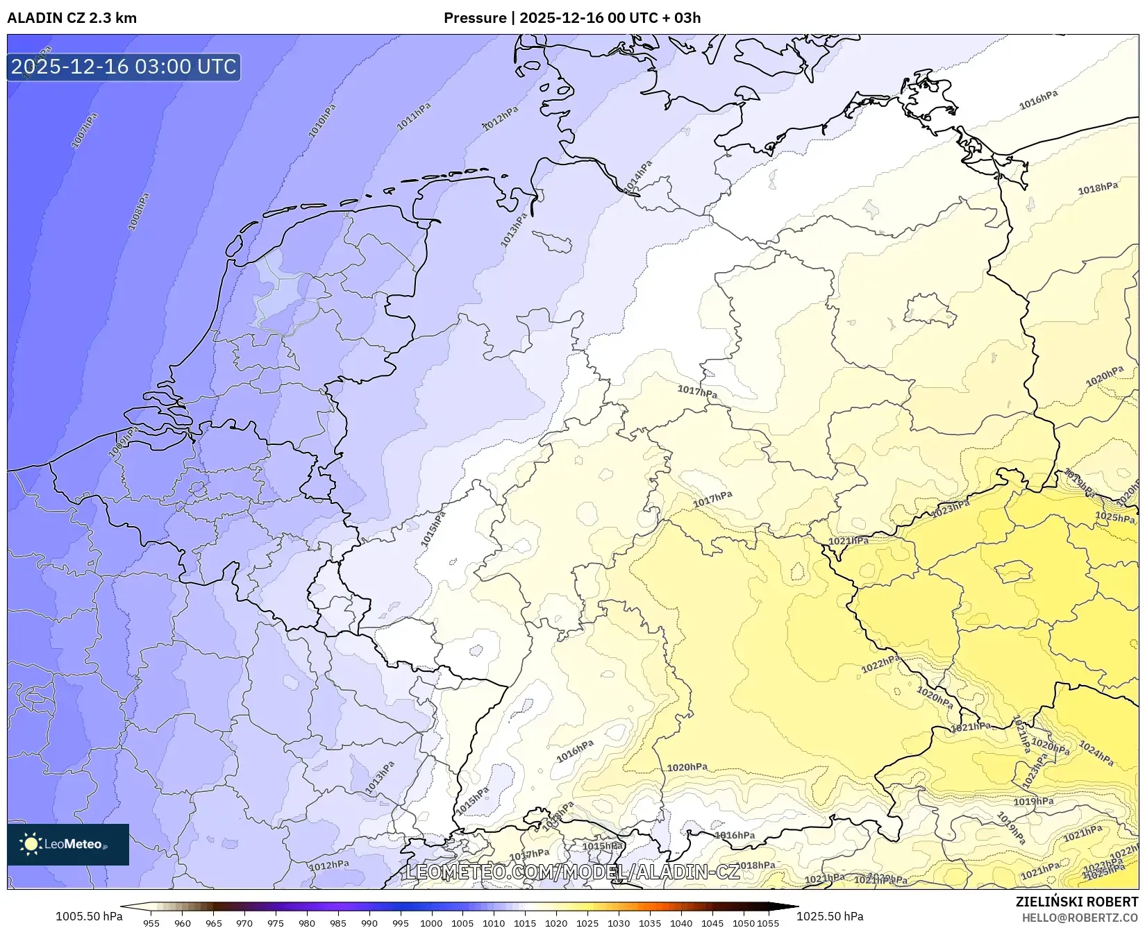 ALADIN CZ 2.3 km model - Germany, Pressure