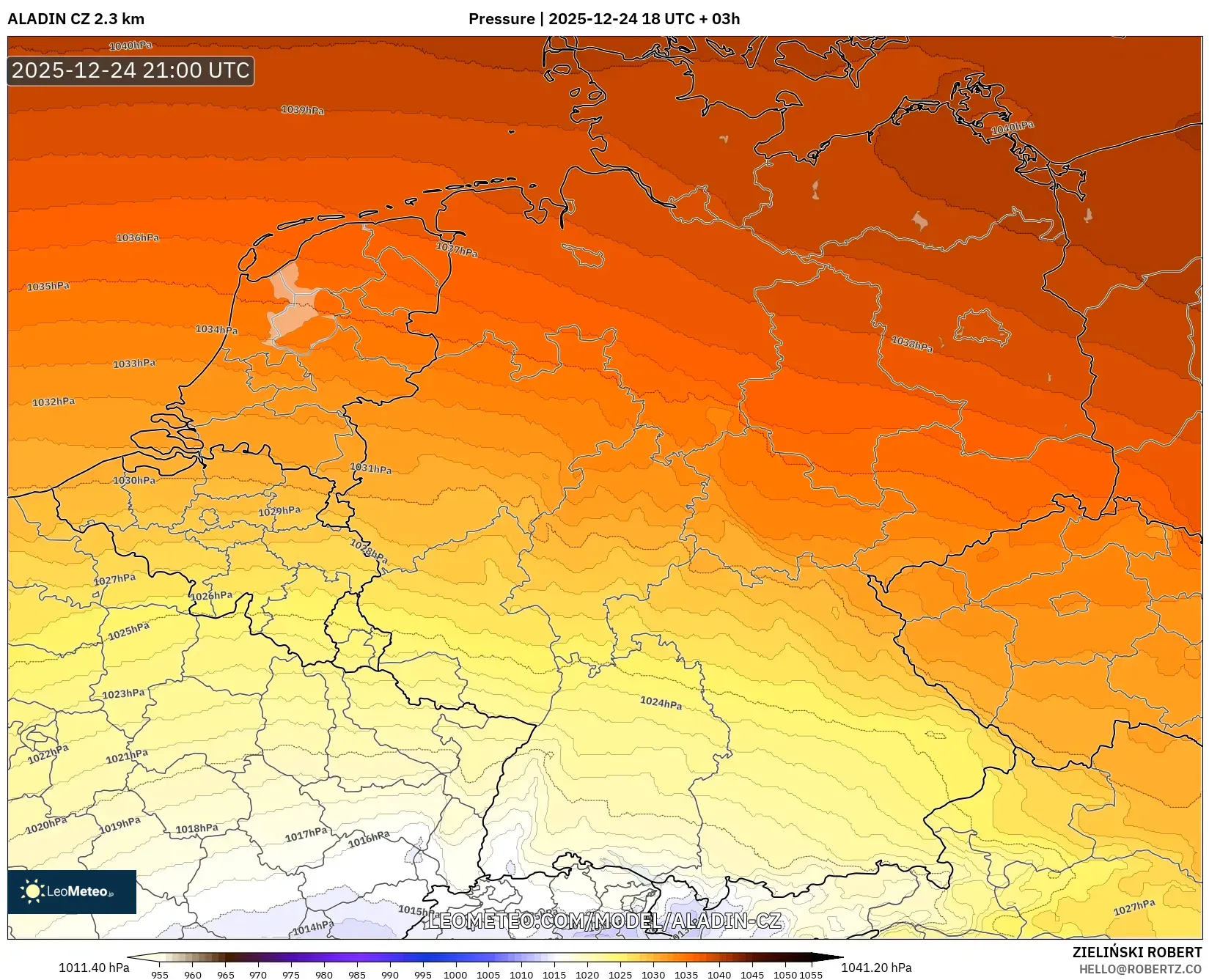 ALADIN CZ 2.3 km model - Germany, Pressure