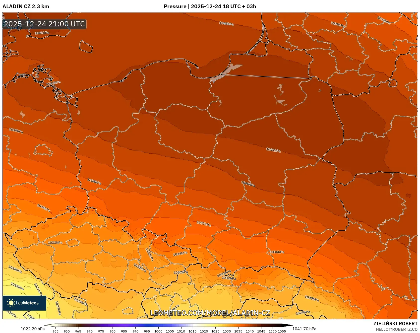 ALADIN CZ 2.3 km model - Poland, Pressure