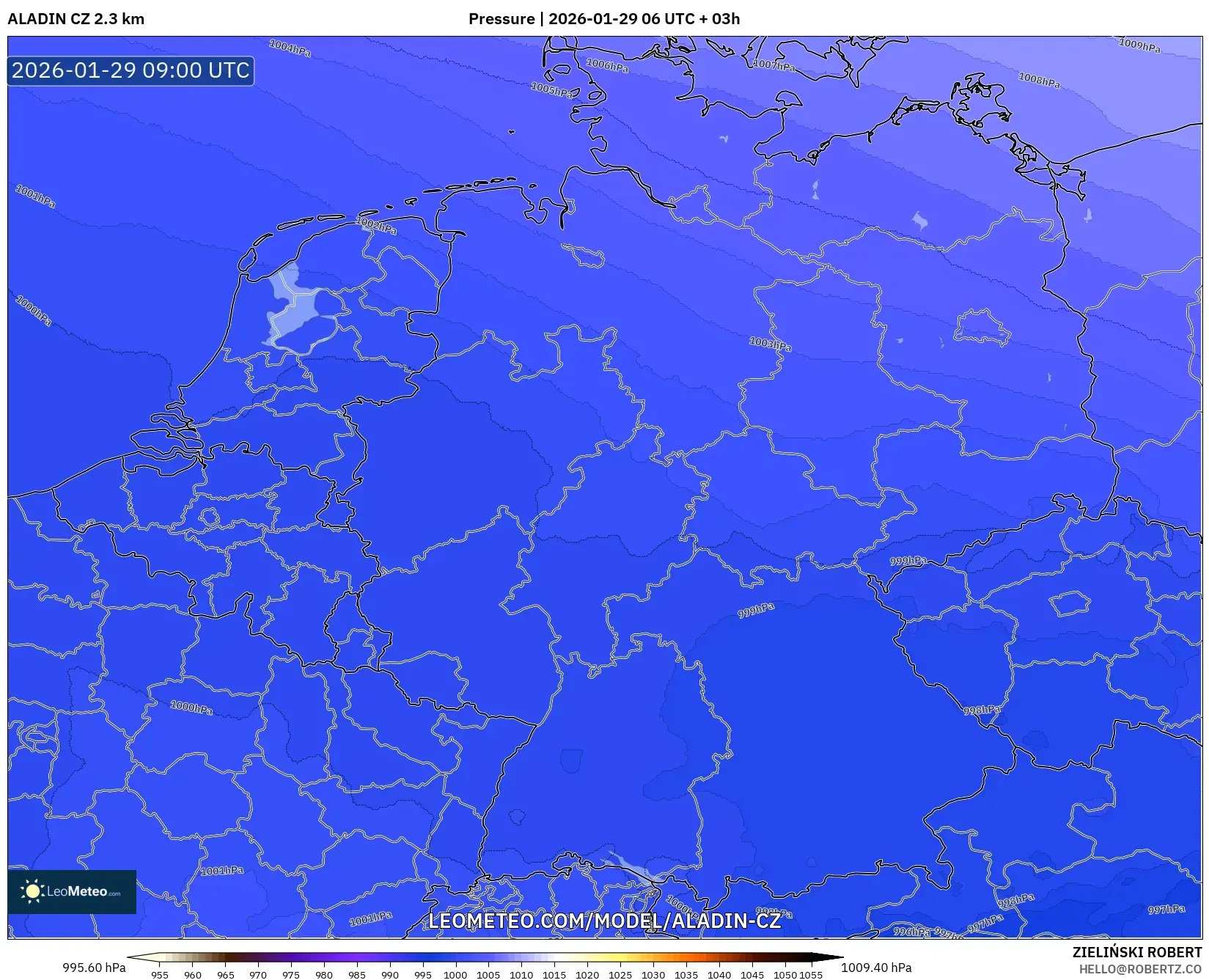 ALADIN CZ 2.3 km model - Germany, Pressure