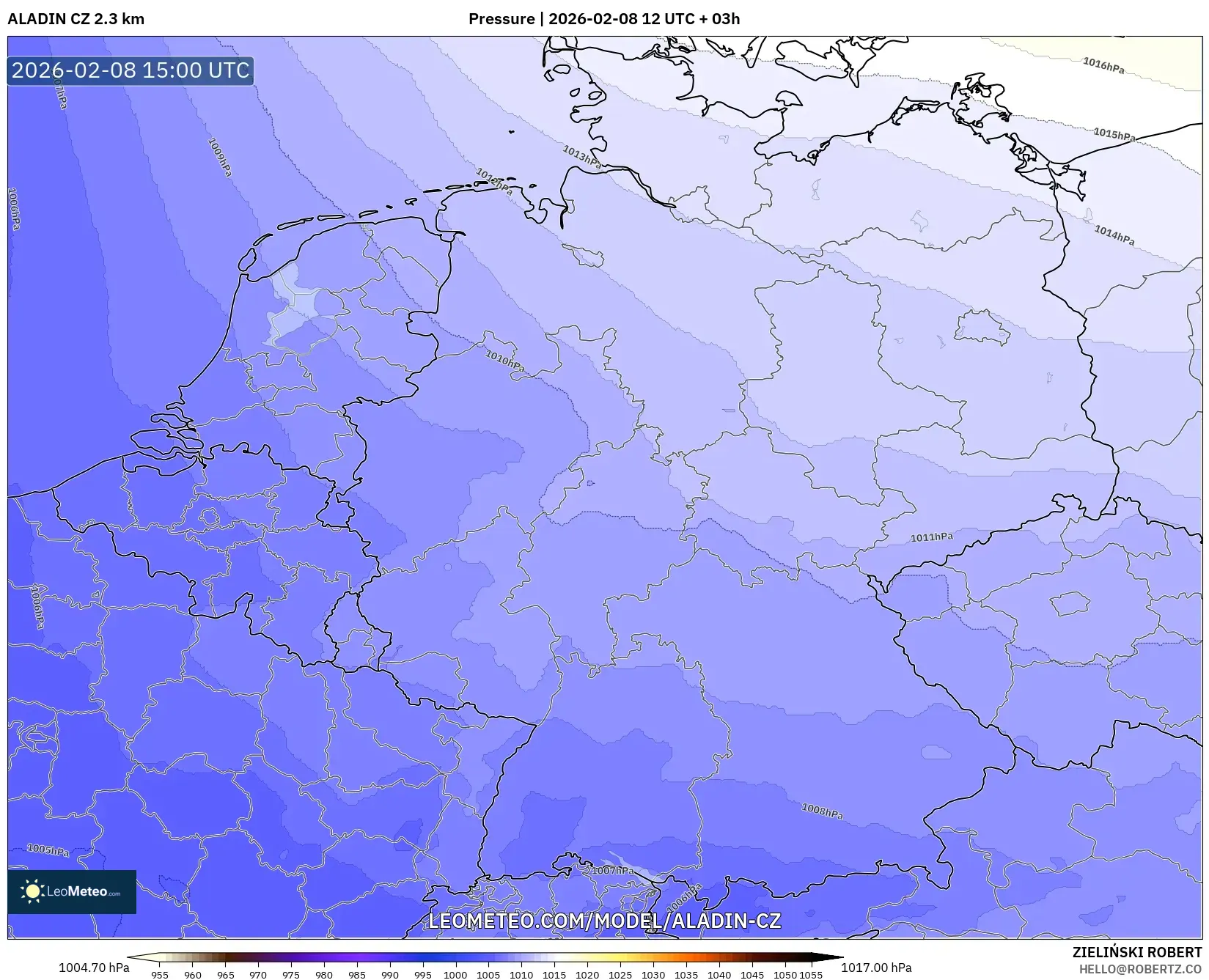ALADIN CZ 2.3 km model - Germany, Pressure