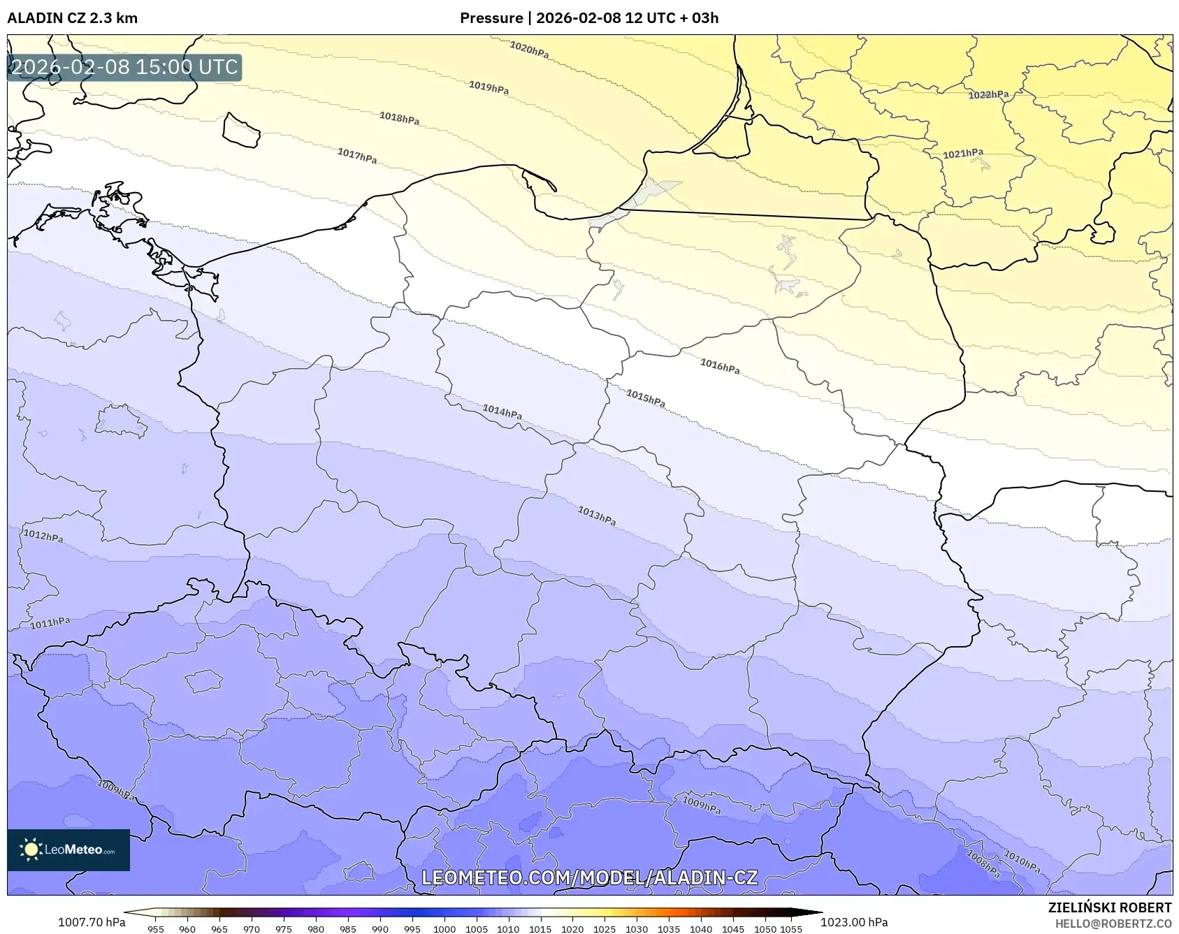 ALADIN CZ 2.3 km model - Poland, Pressure