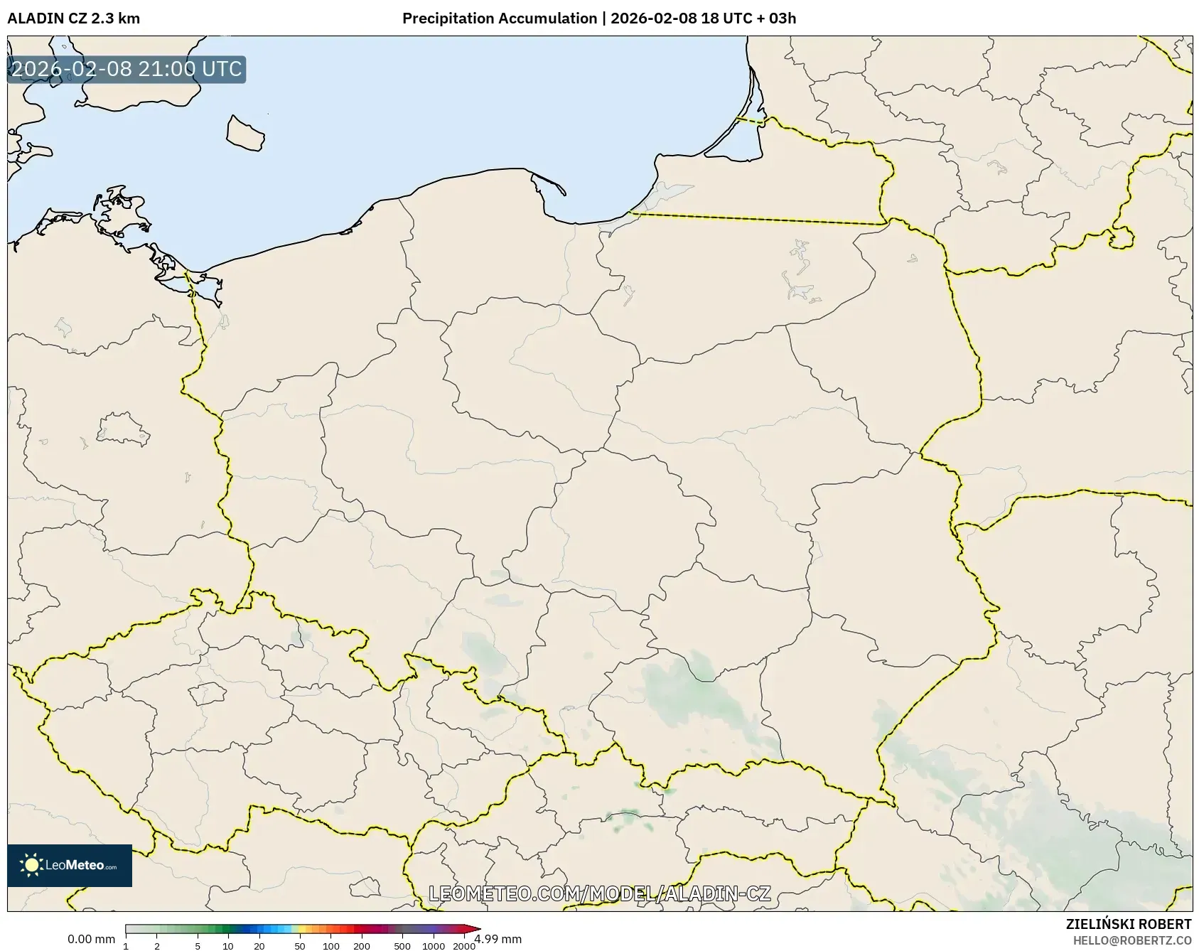 ALADIN CZ 2.3 km model - Poland, Pengumpulan Hujan
