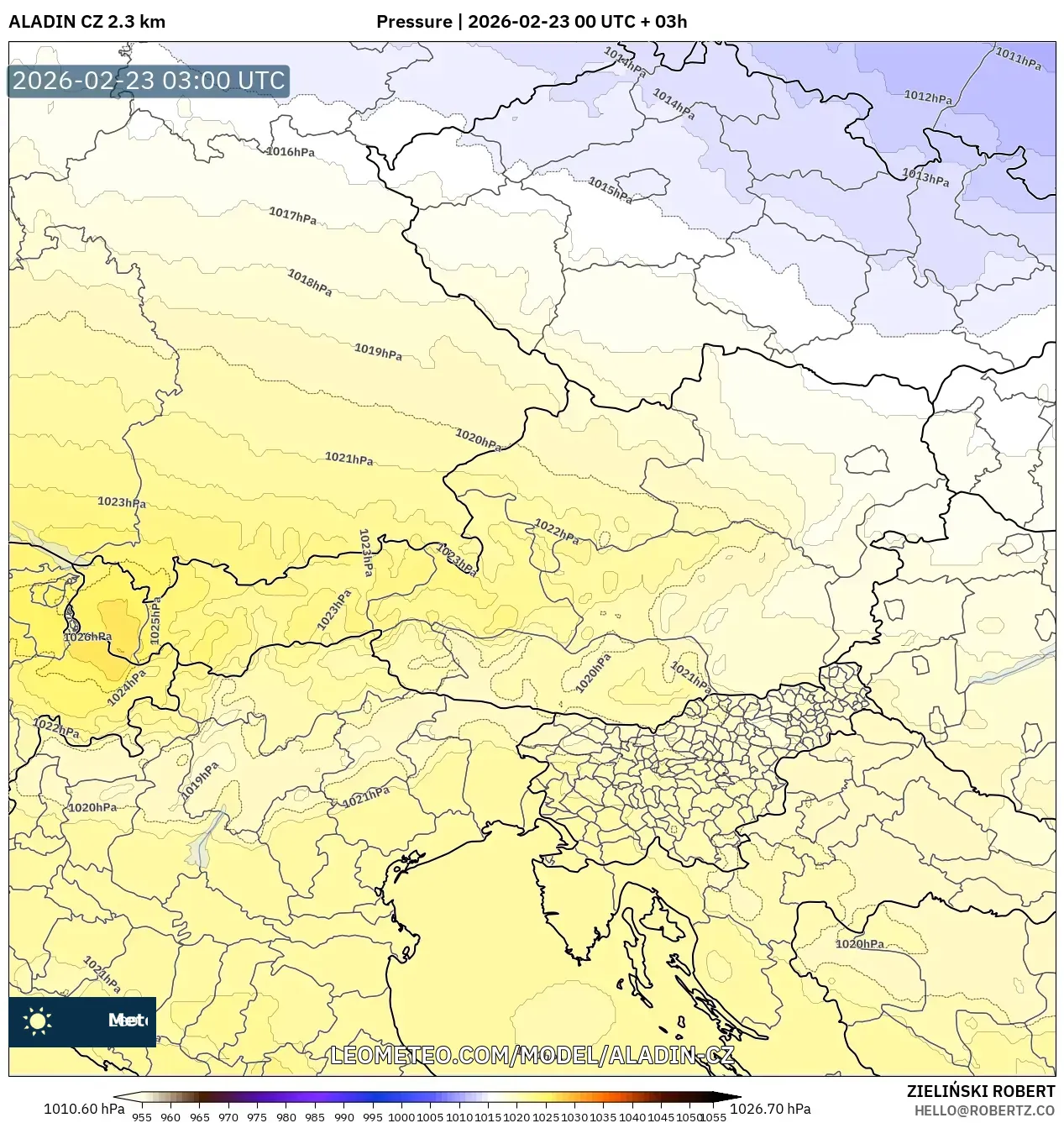 ALADIN CZ 2.3 كم model - النمسا, الضغط
