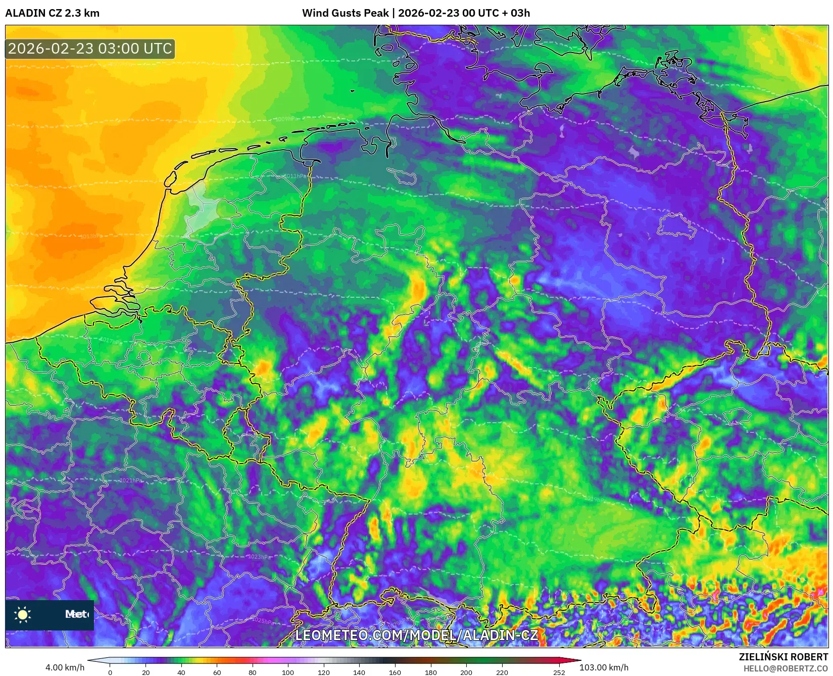 ALADIN CZ 2.3 كم model - ألمانيا, أقصى هبة