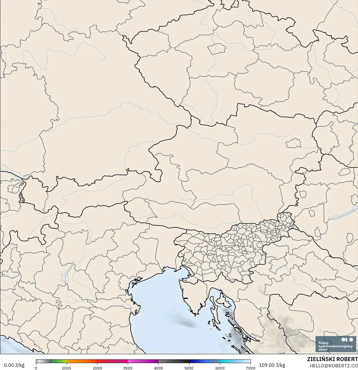 ALADIN CZ 2.3 km model - Austria, CAPE