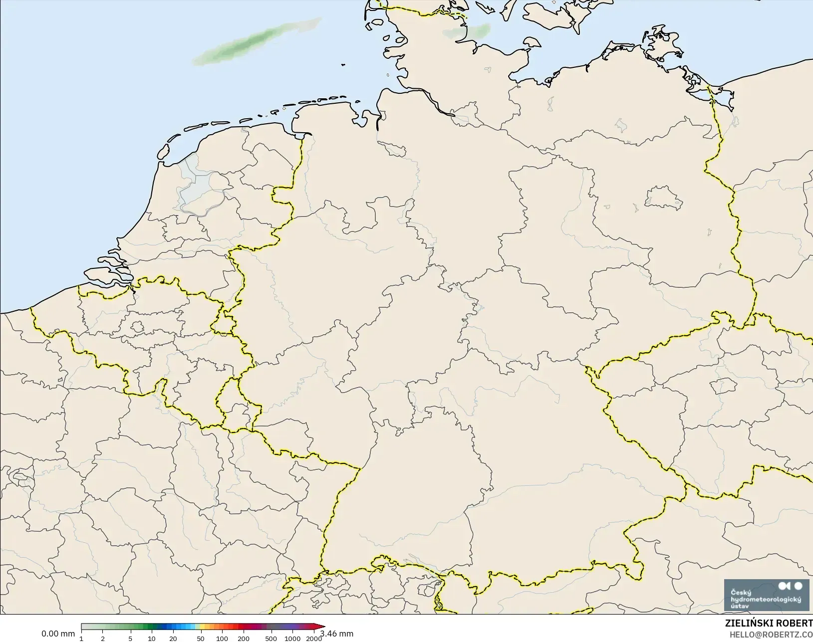 ALADIN CZ 2.3 km model - Germany, Precipitation Accumulation