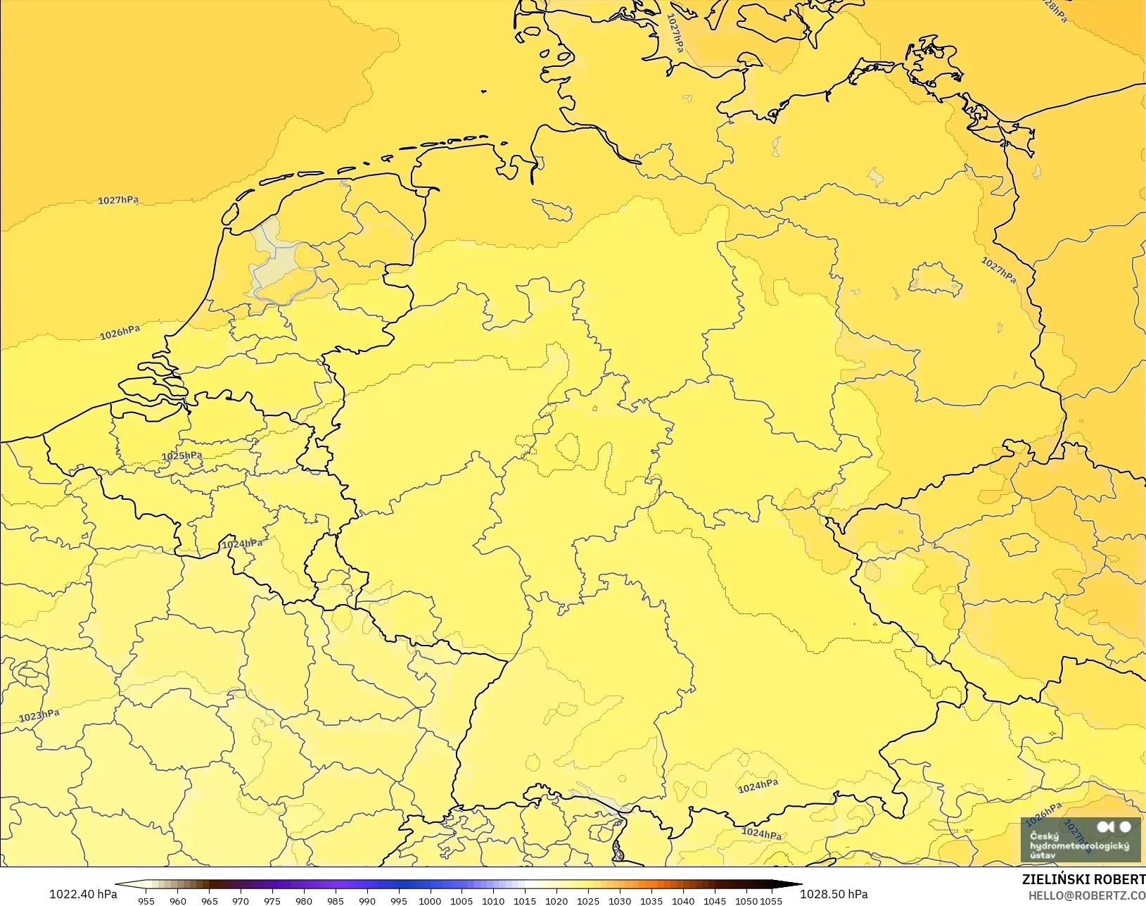 ALADIN CZ 2.3 km model - Germany, Pressure