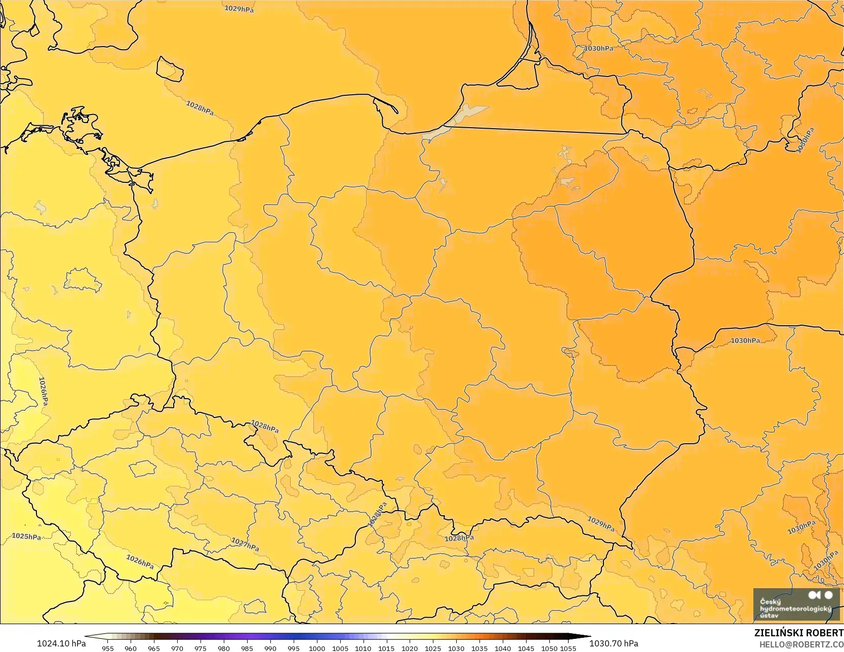 ALADIN CZ 2.3 km model - Poland, Pressure