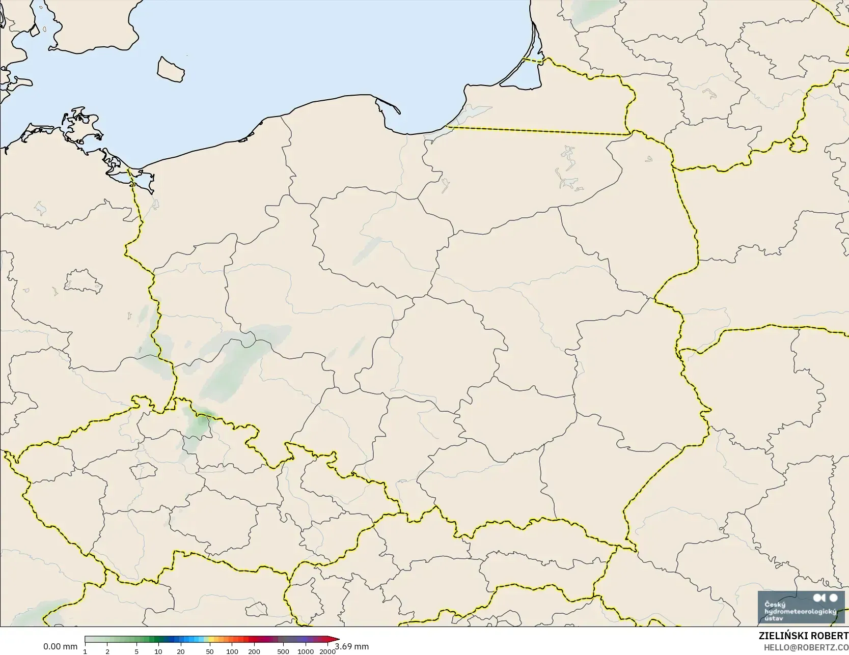 ALADIN CZ 2.3 km model - Poland, Precipitation Accumulation