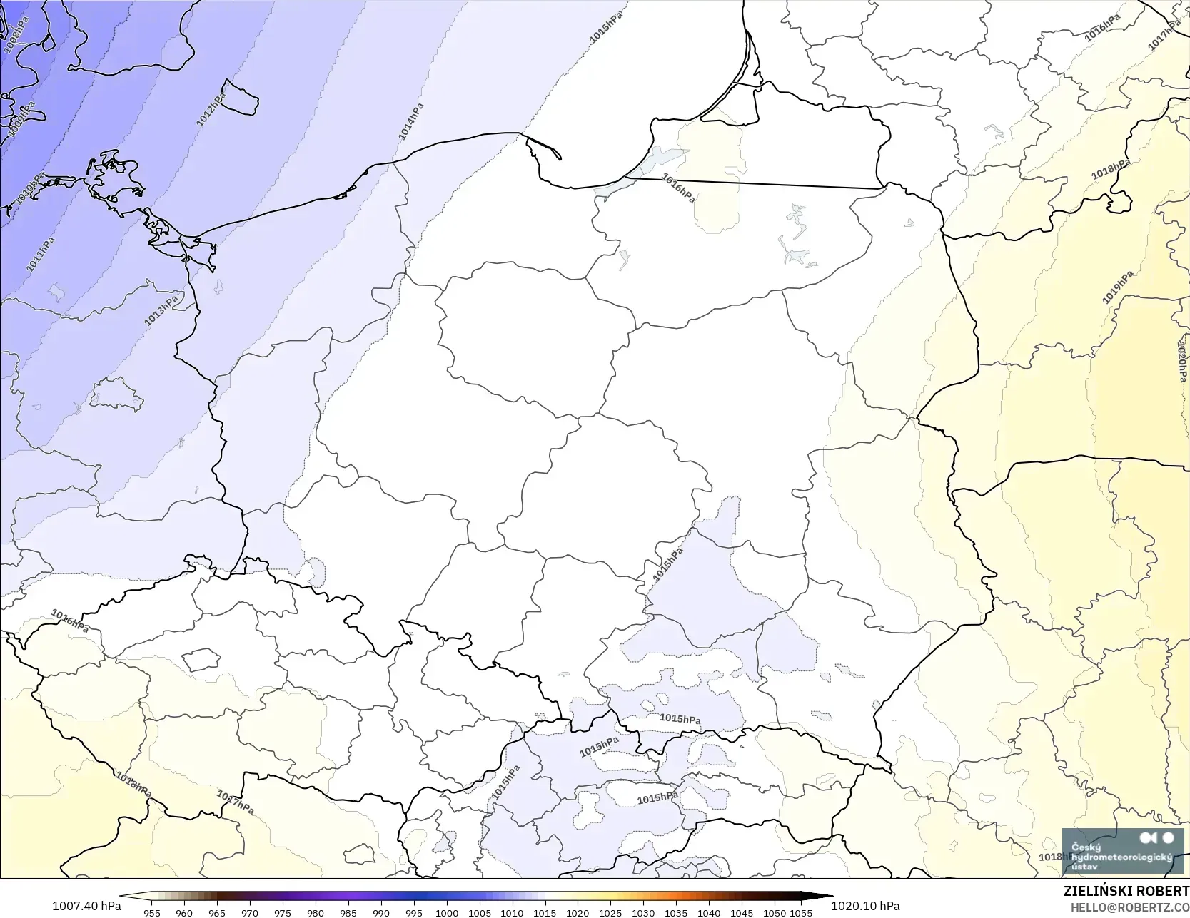 ALADIN CZ 2.3 km model - Poland, Pressure