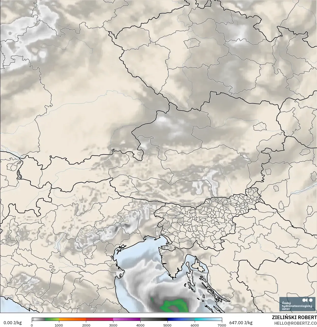 ALADIN CZ 2.3 km model - Austria, CAPE