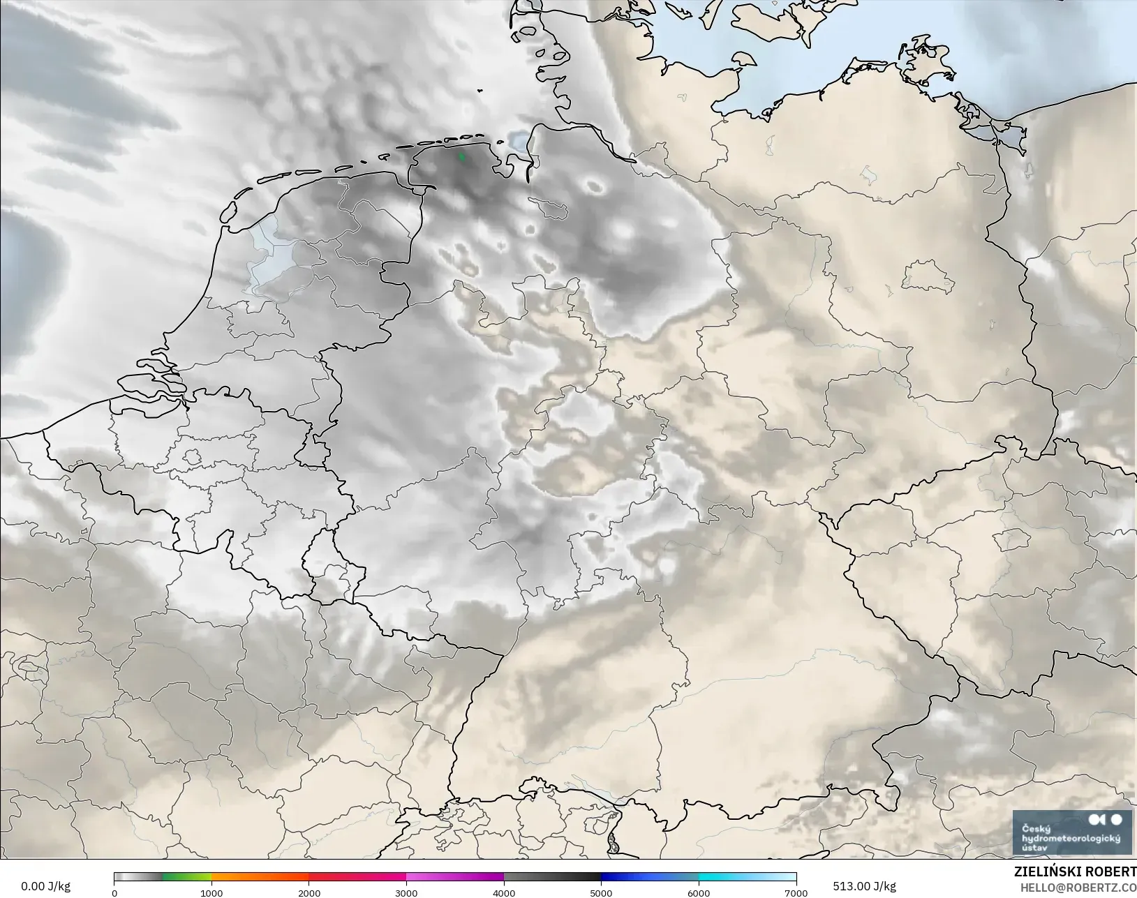 ALADIN CZ 2.3 km model - Germany, CAPE