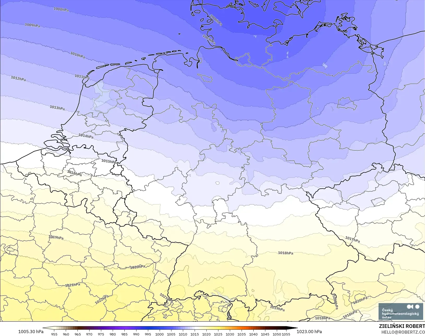 ALADIN CZ 2.3 km model - Germany, Pressure