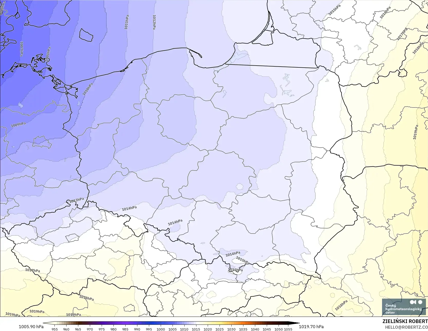 ALADIN CZ 2.3 km model - Poland, Pressure