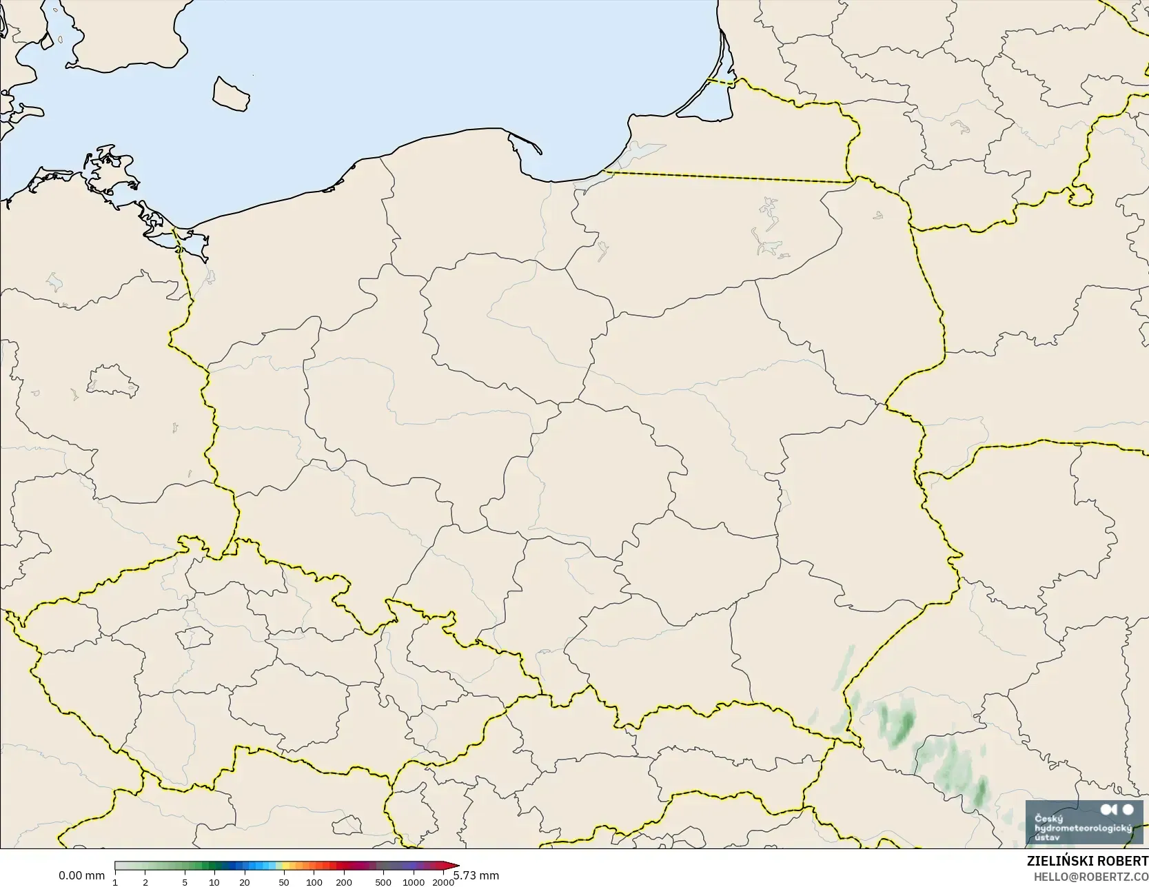 ALADIN CZ 2.3 km model - Poland, Pengumpulan Hujan