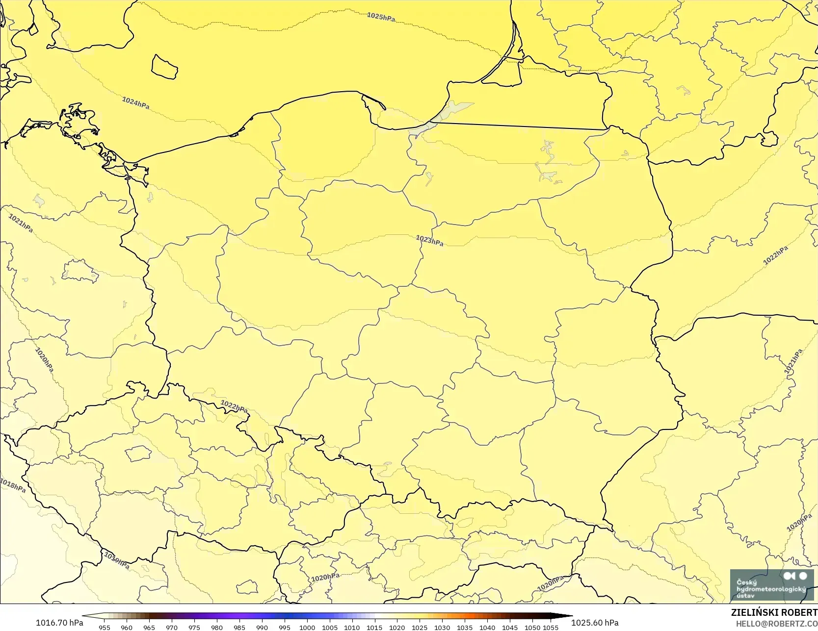 ALADIN CZ 2.3 km model - Poland, Tekanan