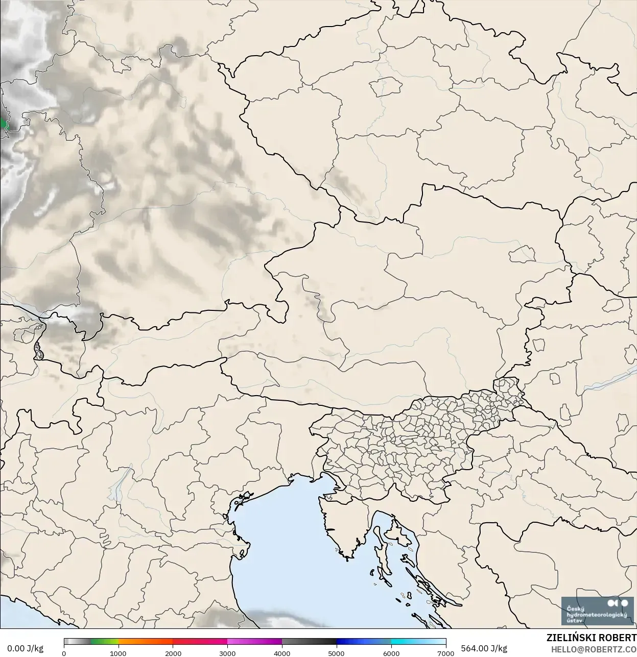 ALADIN CZ 2.3 km model - Austria, CAPE