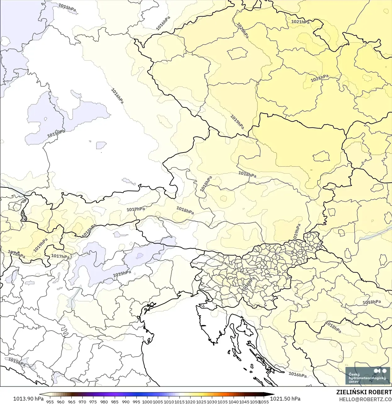 ALADIN CZ 2.3 km model - Austria, Tekanan