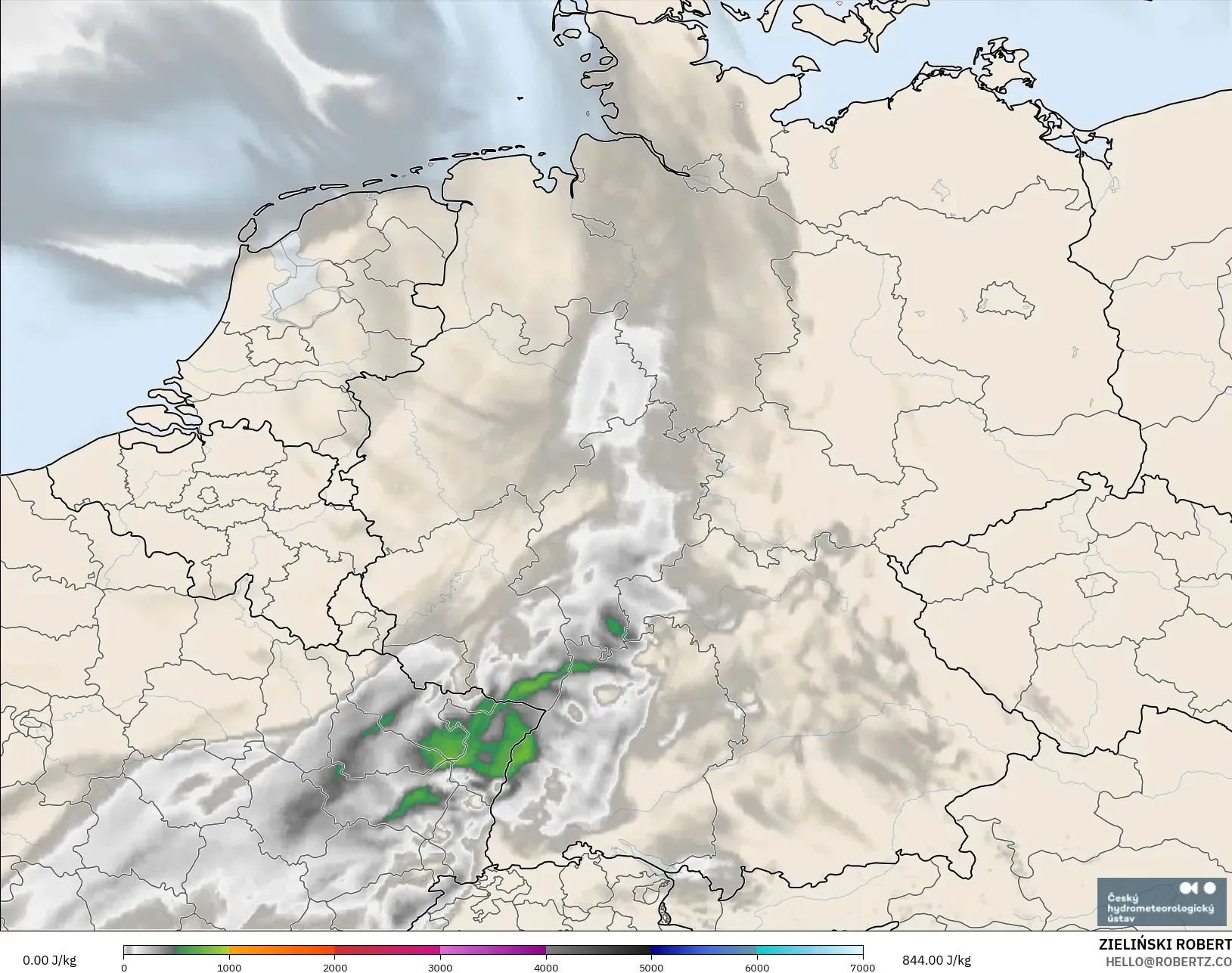 ALADIN CZ 2.3 km model - Jerman, CAPE