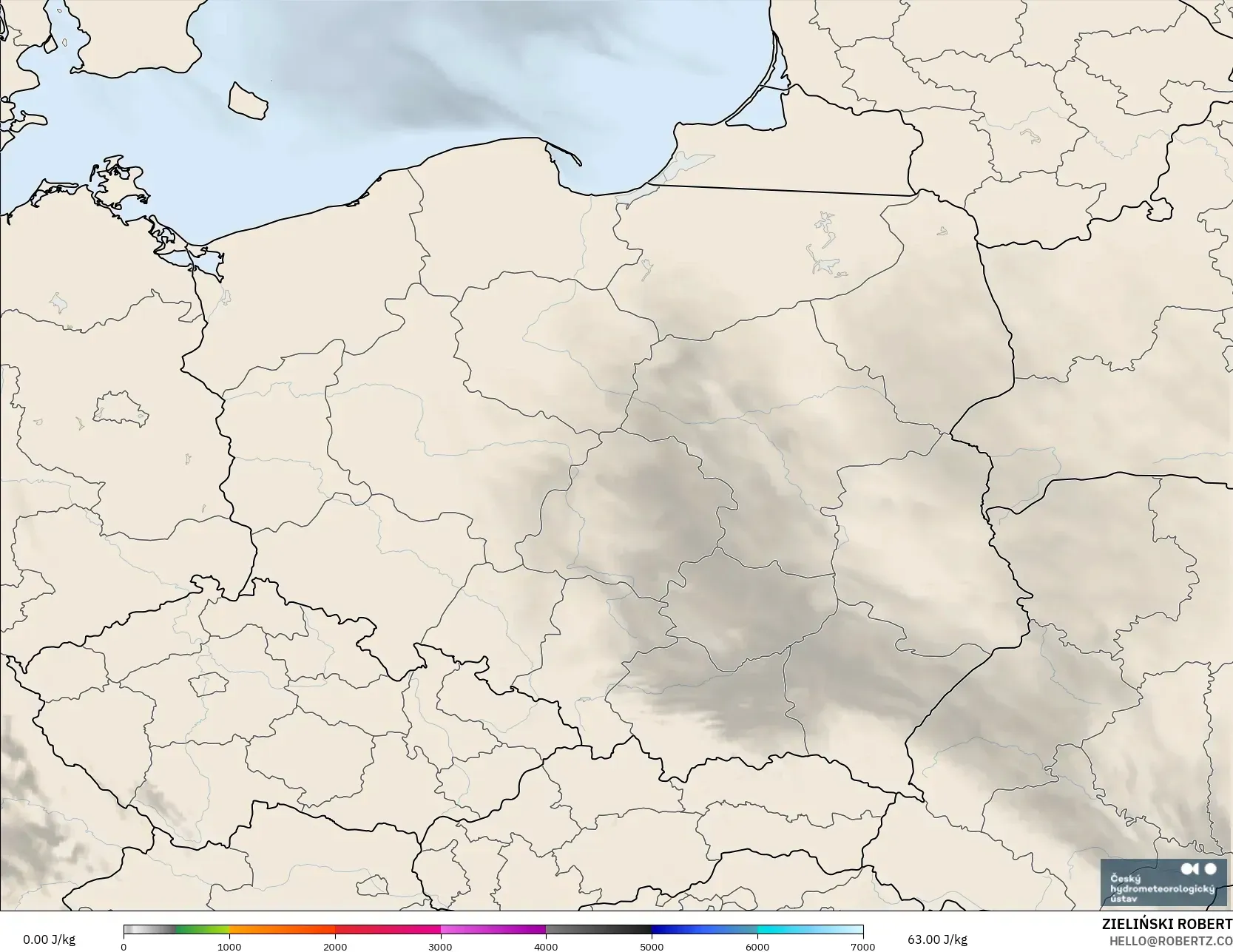 ALADIN CZ 2.3 km model - Poland, CAPE
