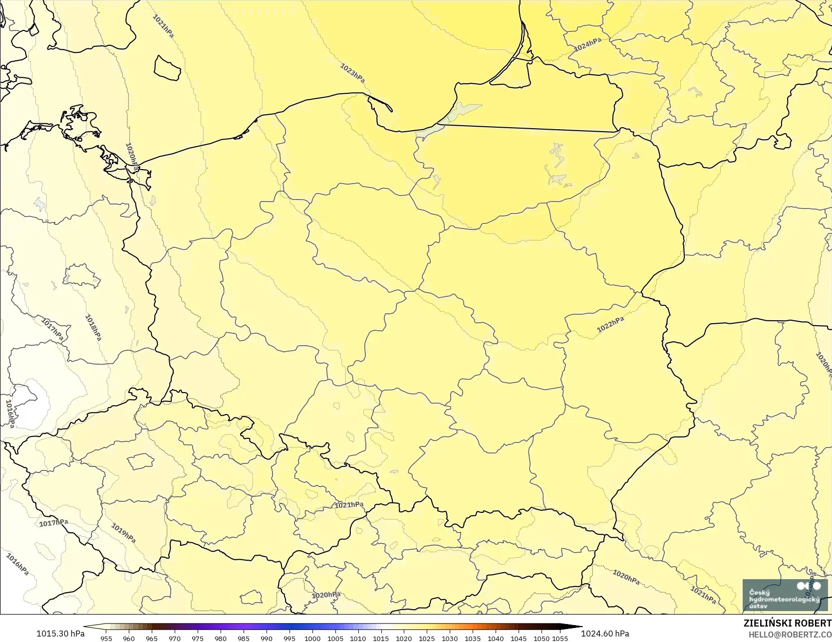 ALADIN CZ 2.3 km modelo - Poland, Pressure