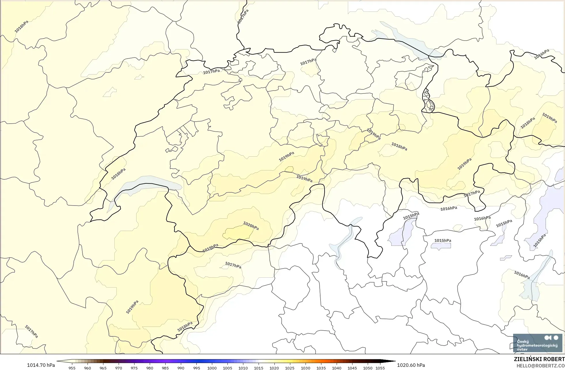 ALADIN CZ 2.3 km modelo - Switzerland, Pressure