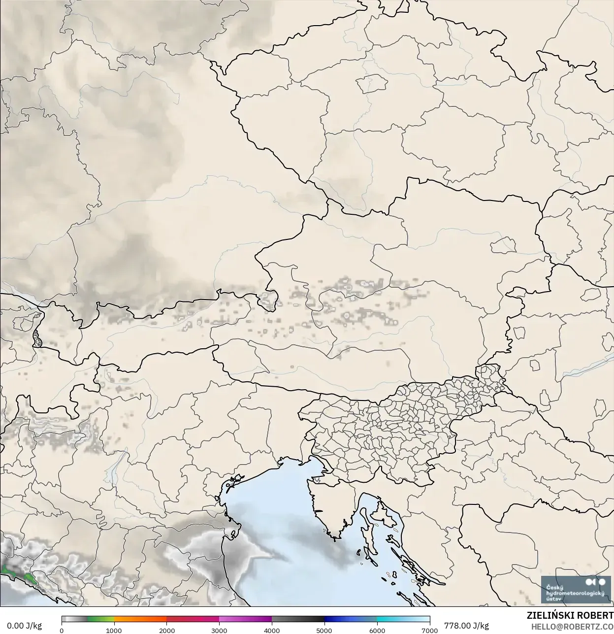 ALADIN CZ 2.3 km model - Austria, CAPE