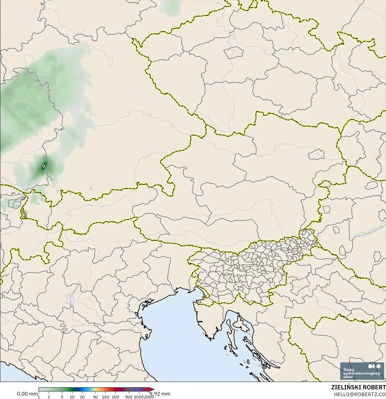 ALADIN CZ 2.3 km model - Austria, Akumulasi Curah Hujan