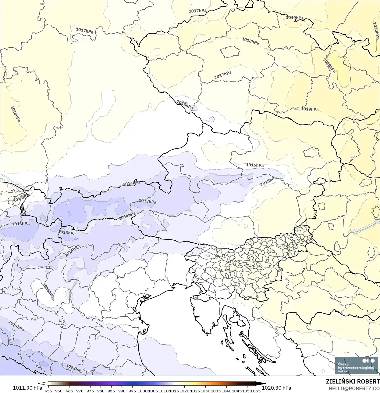 ALADIN CZ 2.3 km model - Austria, Tekanan