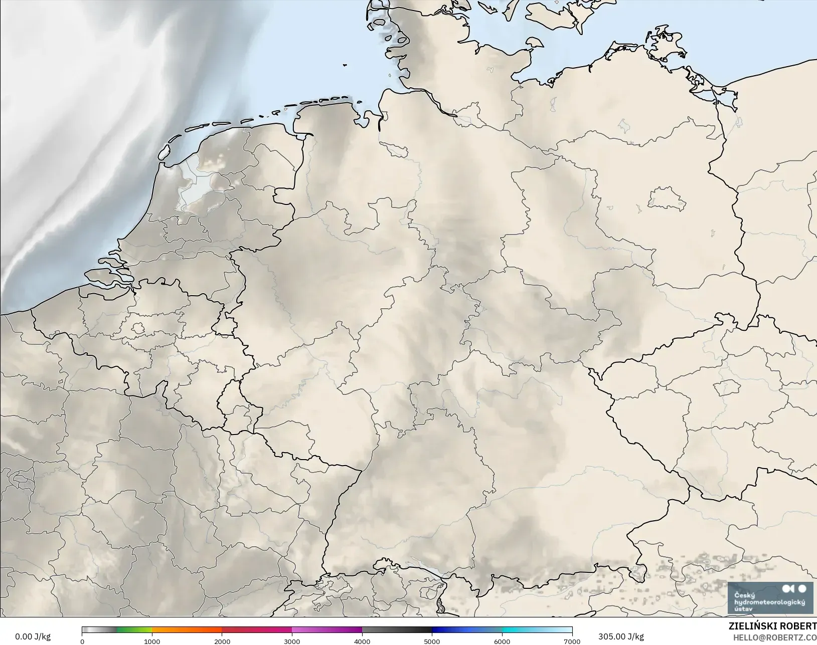 ALADIN CZ 2.3 km model - Jerman, CAPE