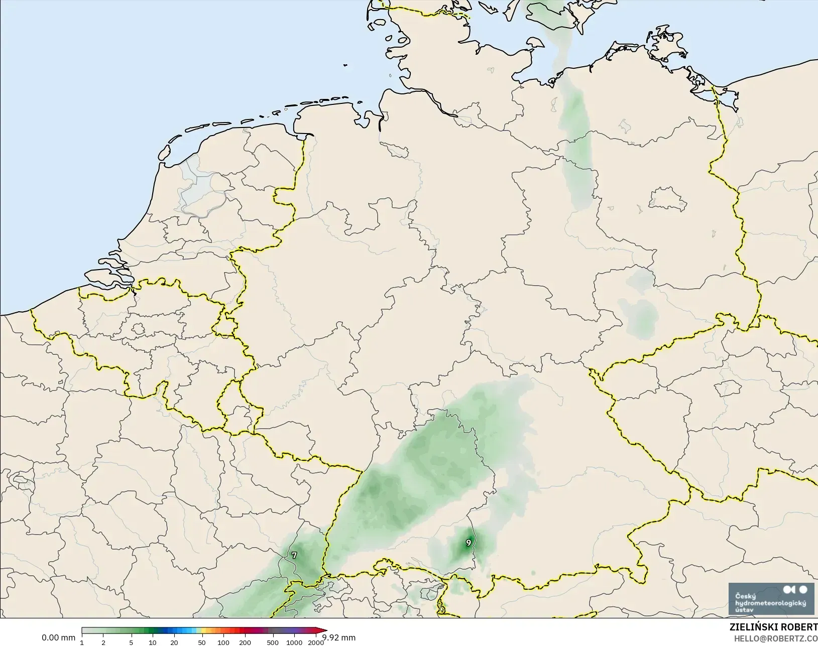 ALADIN CZ 2.3 km model - Jerman, Akumulasi Curah Hujan
