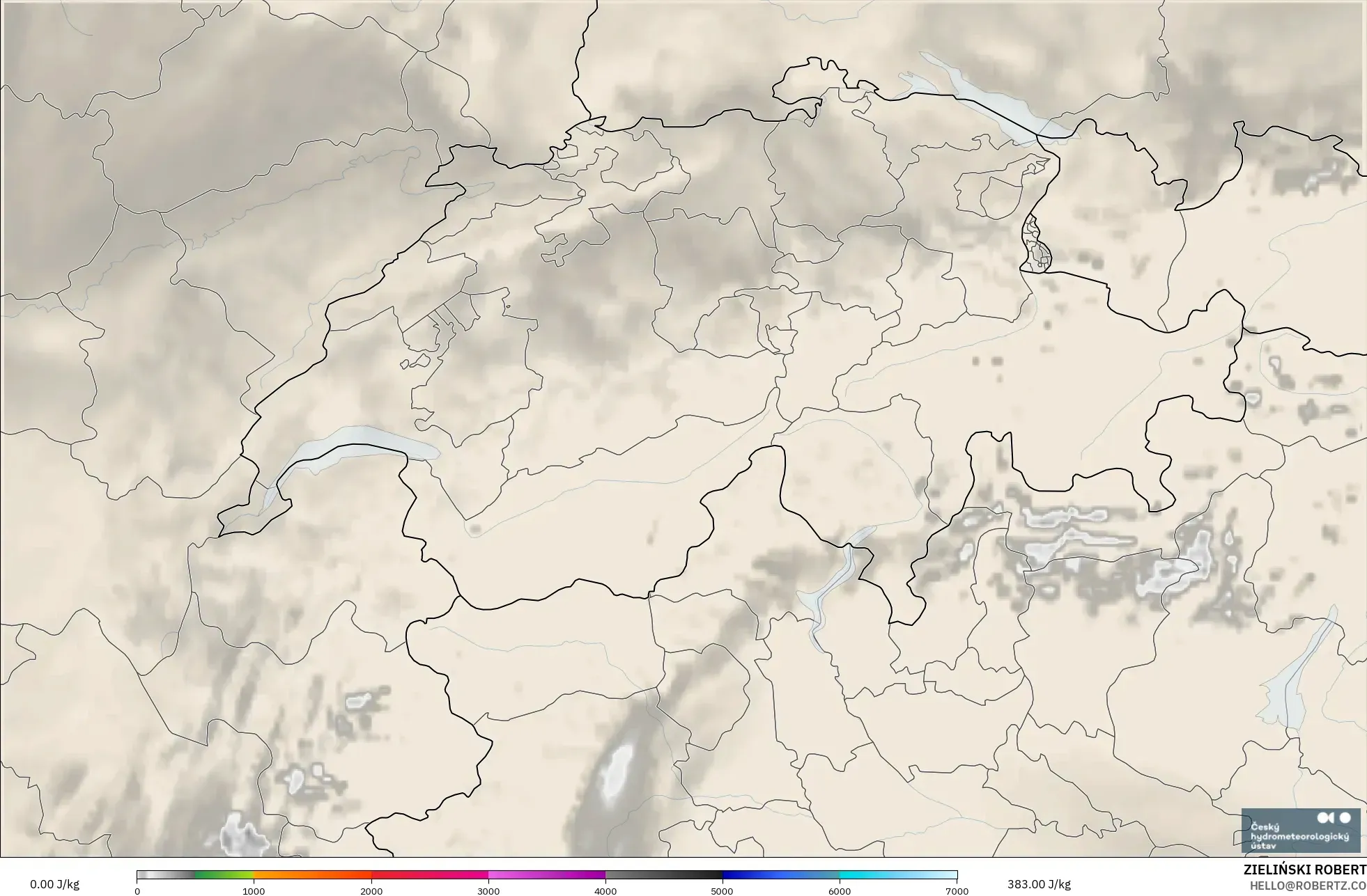 ALADIN CZ 2.3 km model - Swiss, CAPE