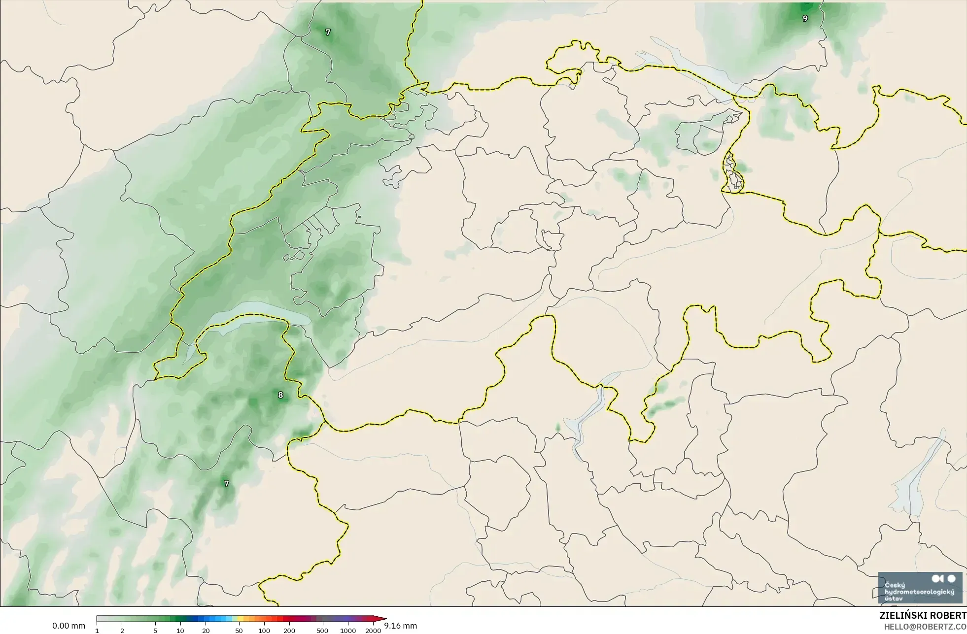 ALADIN CZ 2.3 km model - Swiss, Akumulasi Curah Hujan