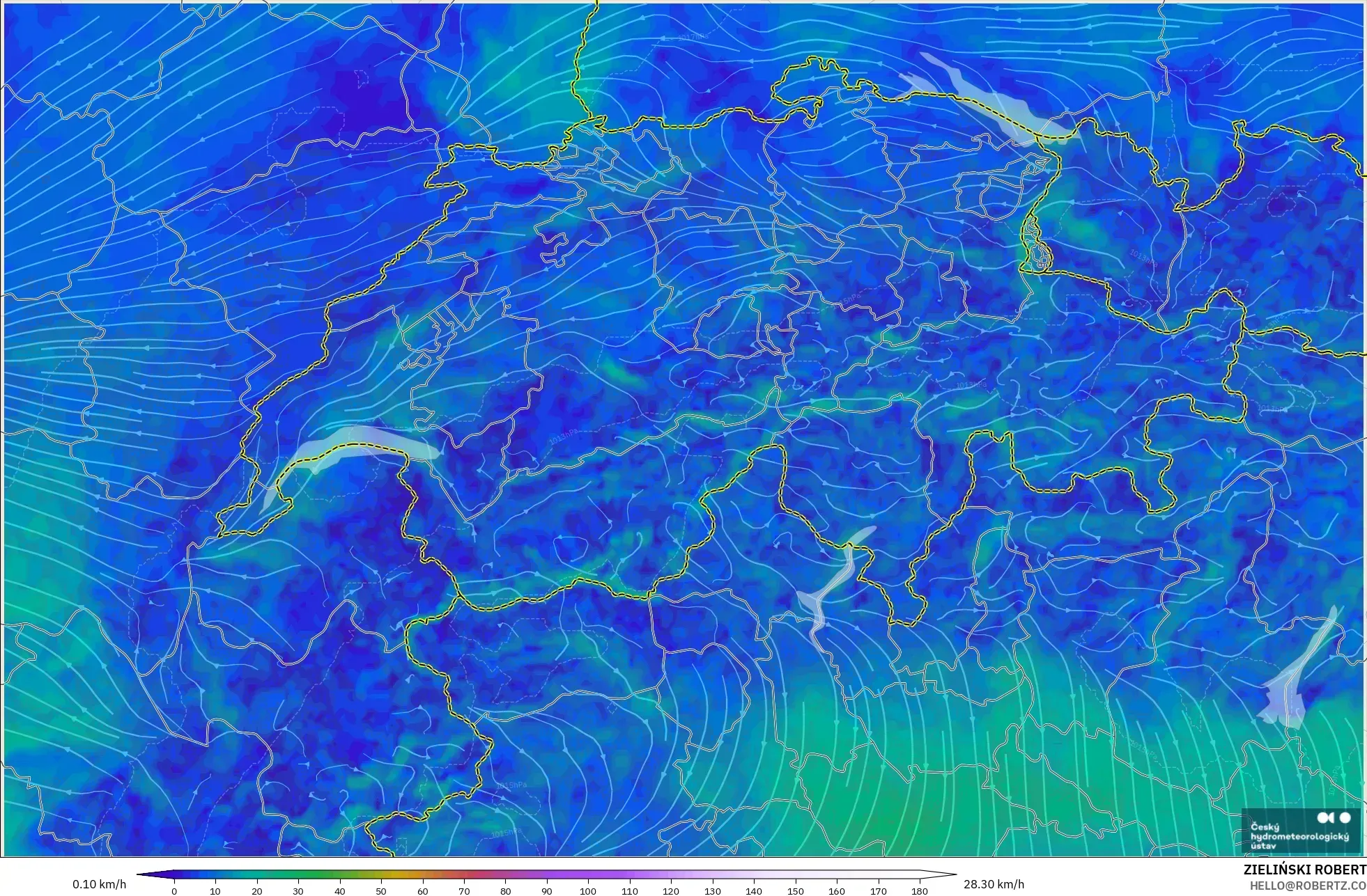 ALADIN CZ 2.3 km model - Swiss, Angin 10 m