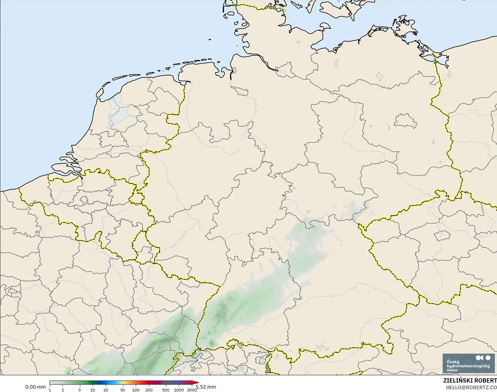 ALADIN CZ 2.3 km model - Jerman, Akumulasi Curah Hujan