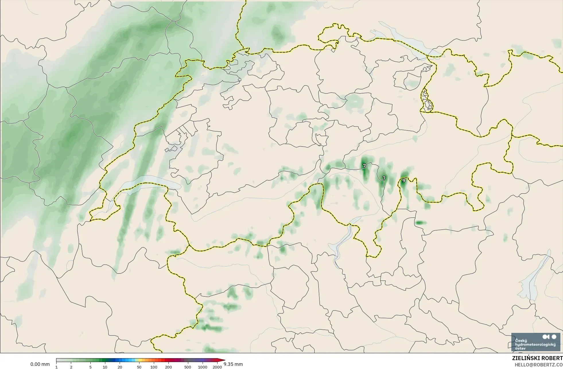 ALADIN CZ 2.3 km model - Swiss, Akumulasi Curah Hujan