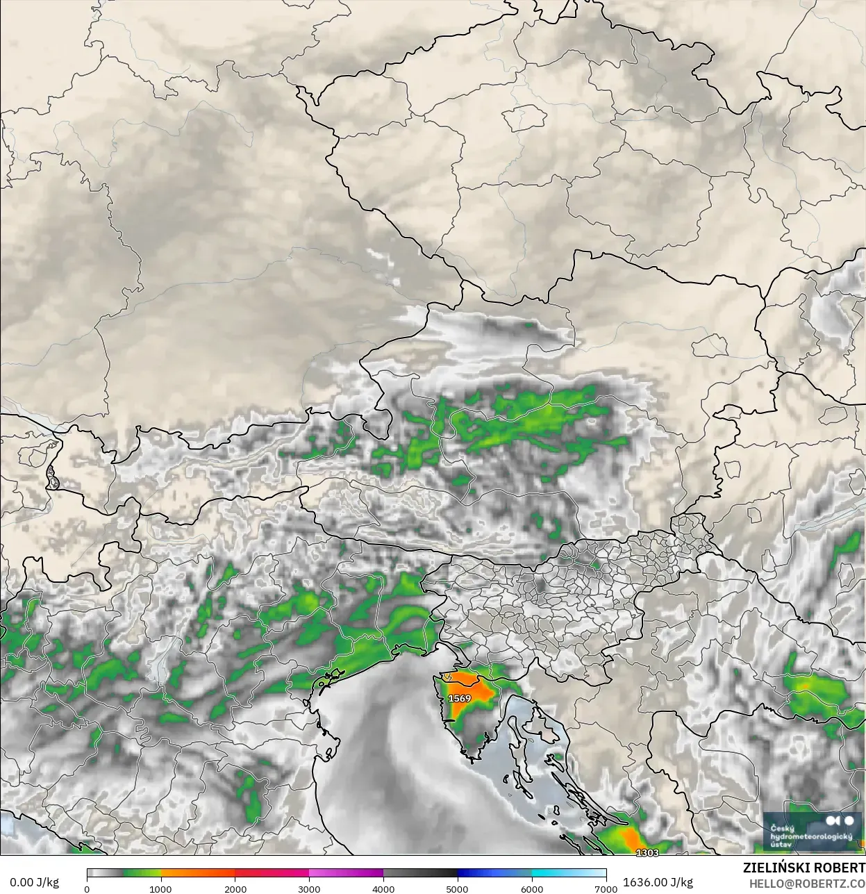 ALADIN CZ 2.3 كم نموذج - النمسا, CAPE
