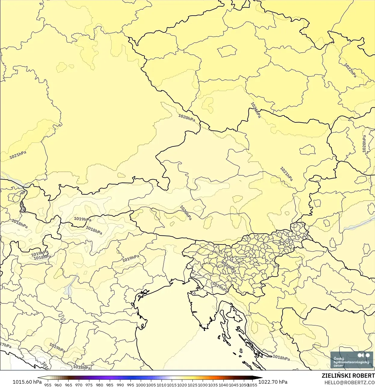 ALADIN CZ 2.3 كم نموذج - النمسا, الضغط