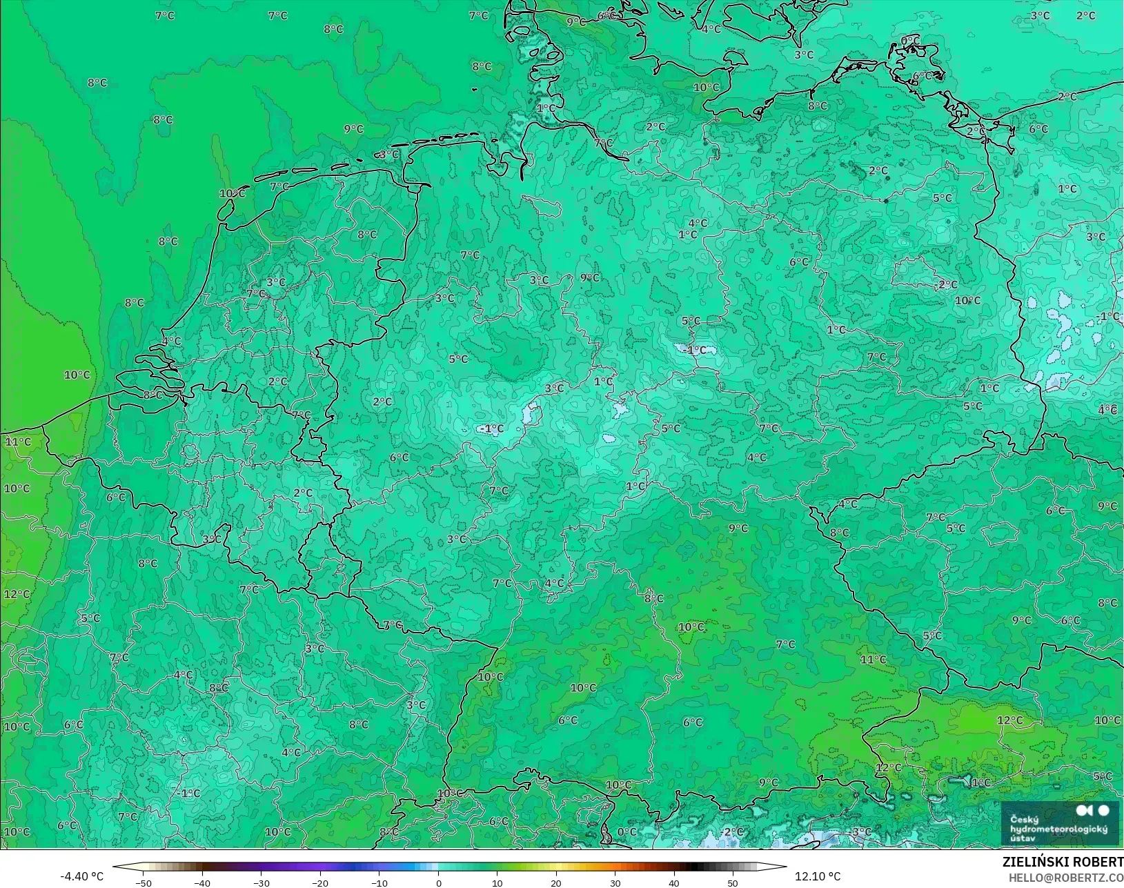 ALADIN CZ 2.3 كم نموذج - ألمانيا, نقطة الندى 2 م