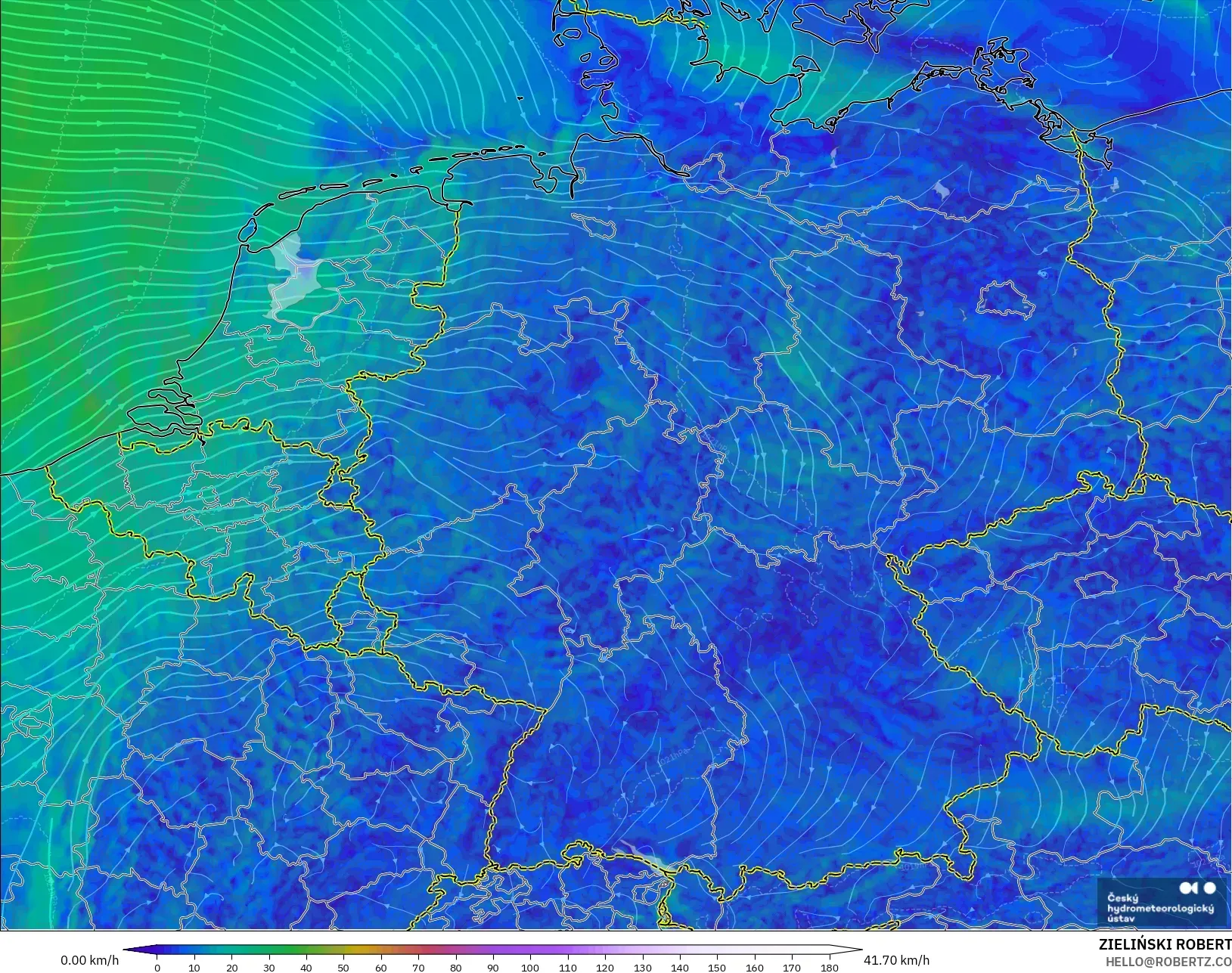 ALADIN CZ 2.3 كم نموذج - ألمانيا, رياح 10 م