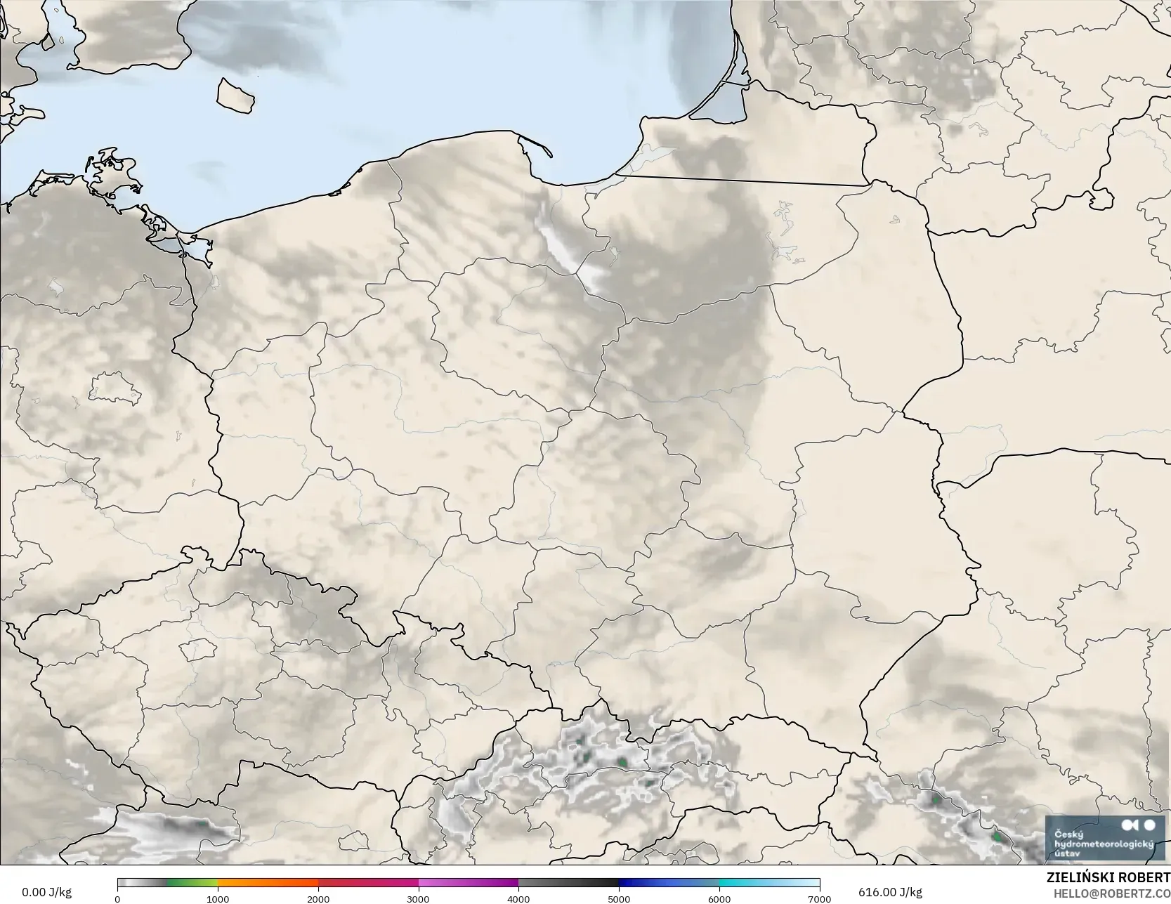 ALADIN CZ 2.3 كم نموذج - بولندا, CAPE