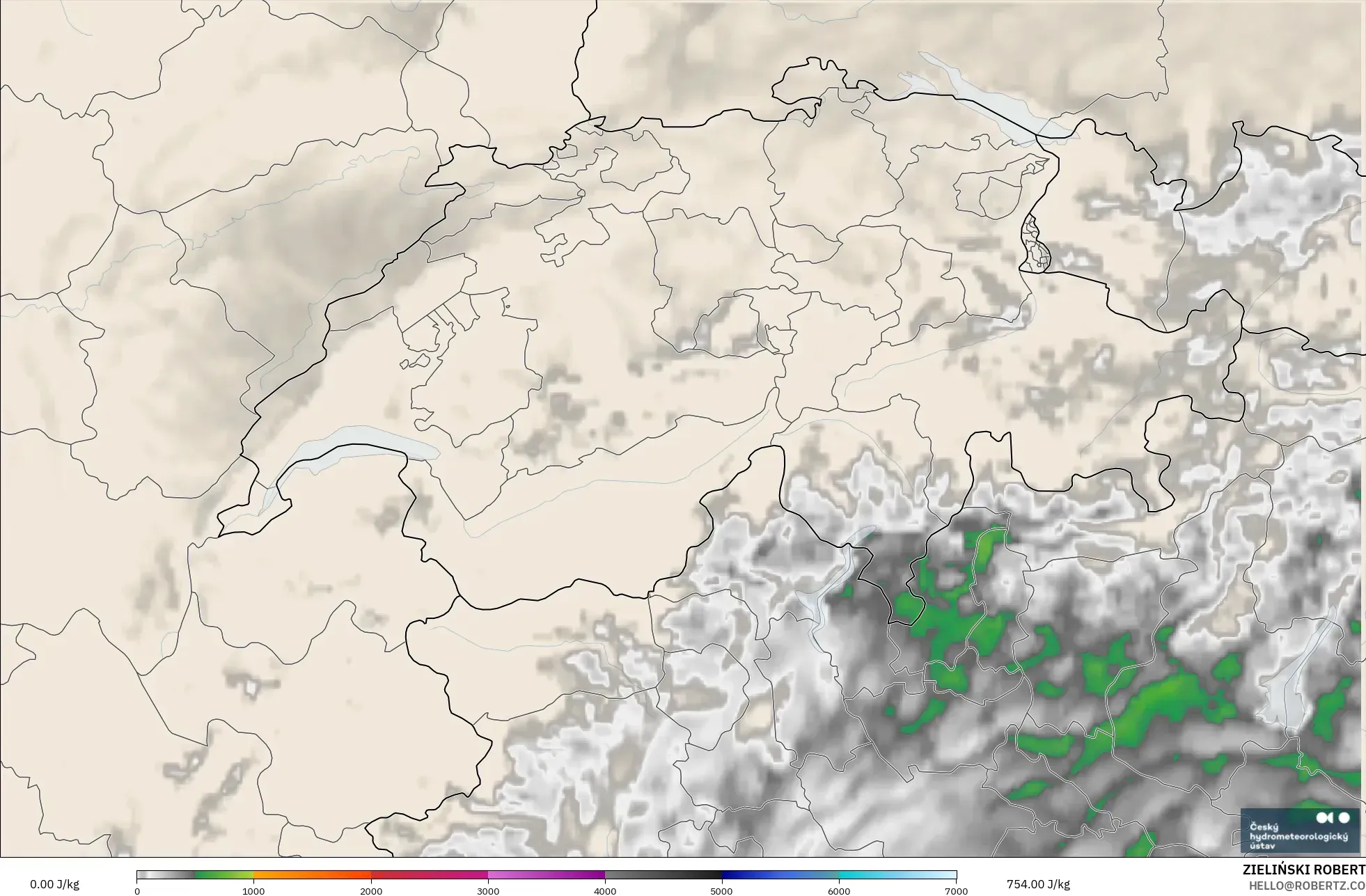 ALADIN CZ 2.3 كم نموذج - سويسرا, CAPE